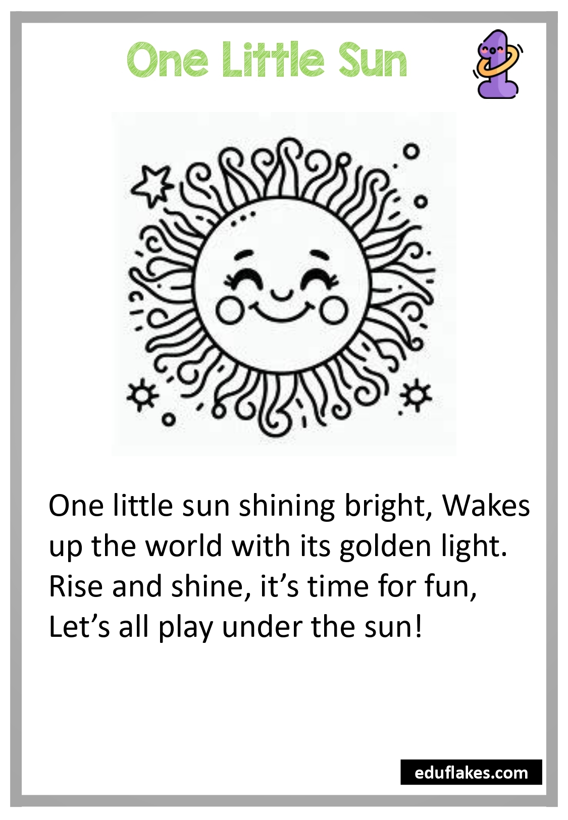 Kindergarten Number Rhymes Songs 1 To 10 Eduflakes