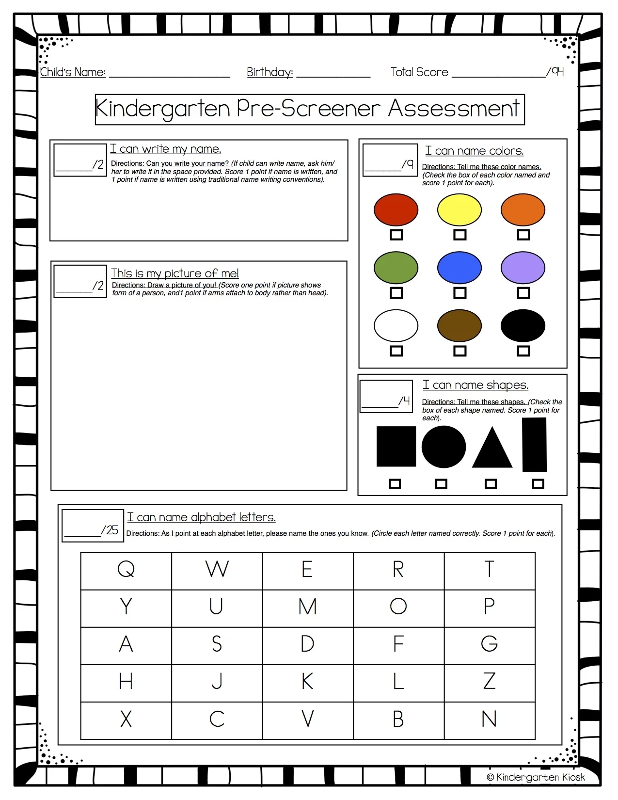 Kindergarten Pre Screener Kindergarten Kiosk