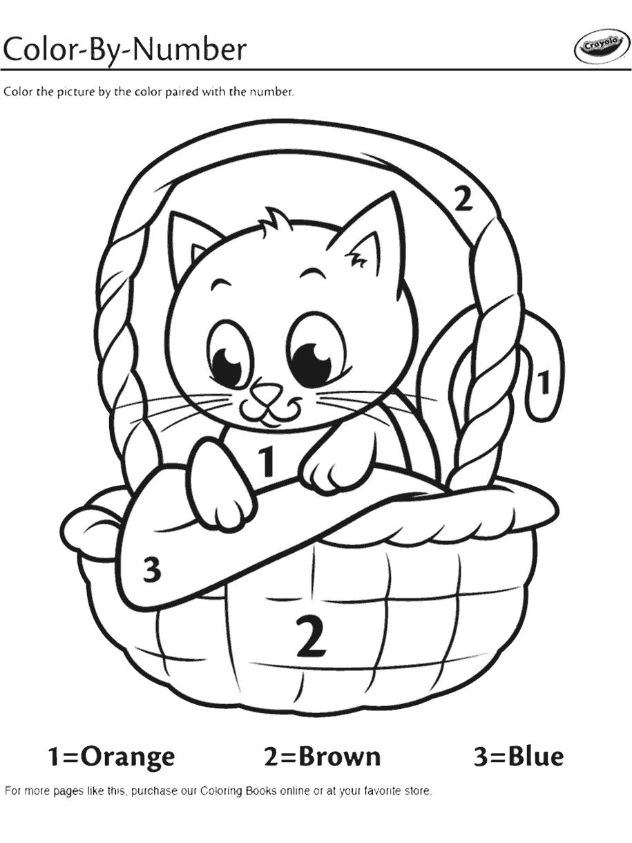 Kitten In A Basket Colour By Number Free Printable Colouring Page Kitten In A Basket Colour By Number Free Printable Colouring Page