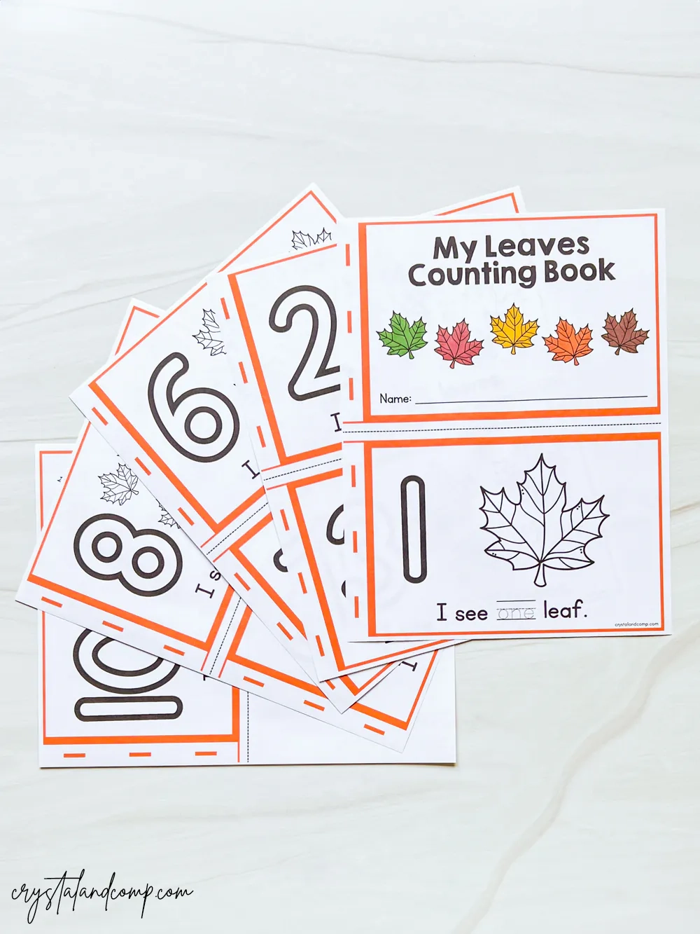 Leaves Counting Printable Book CrystalandComp