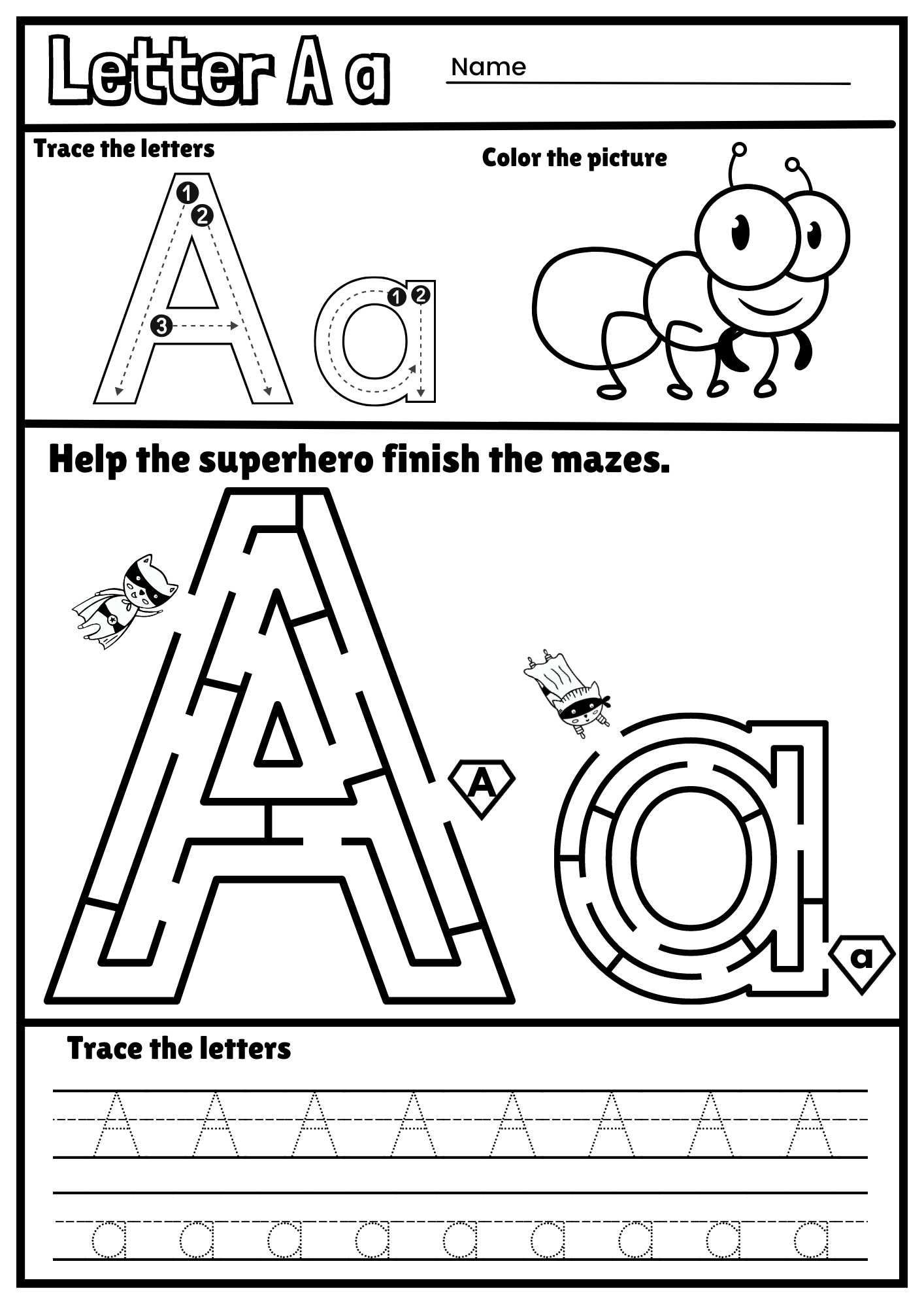 Letter A Alphabet Tracing And Coloring Free Printable PDF Ezpzphonics