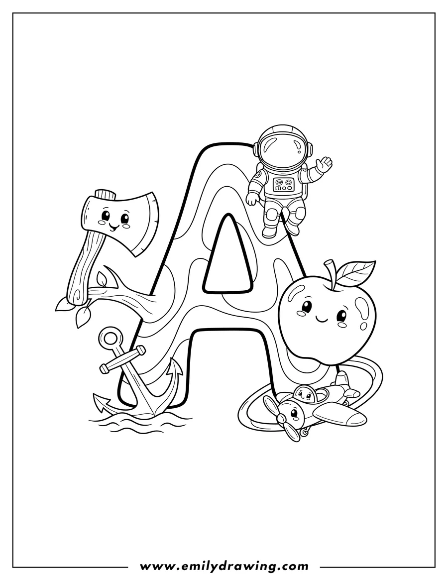 Letter A Coloring Pages Emily Drawing