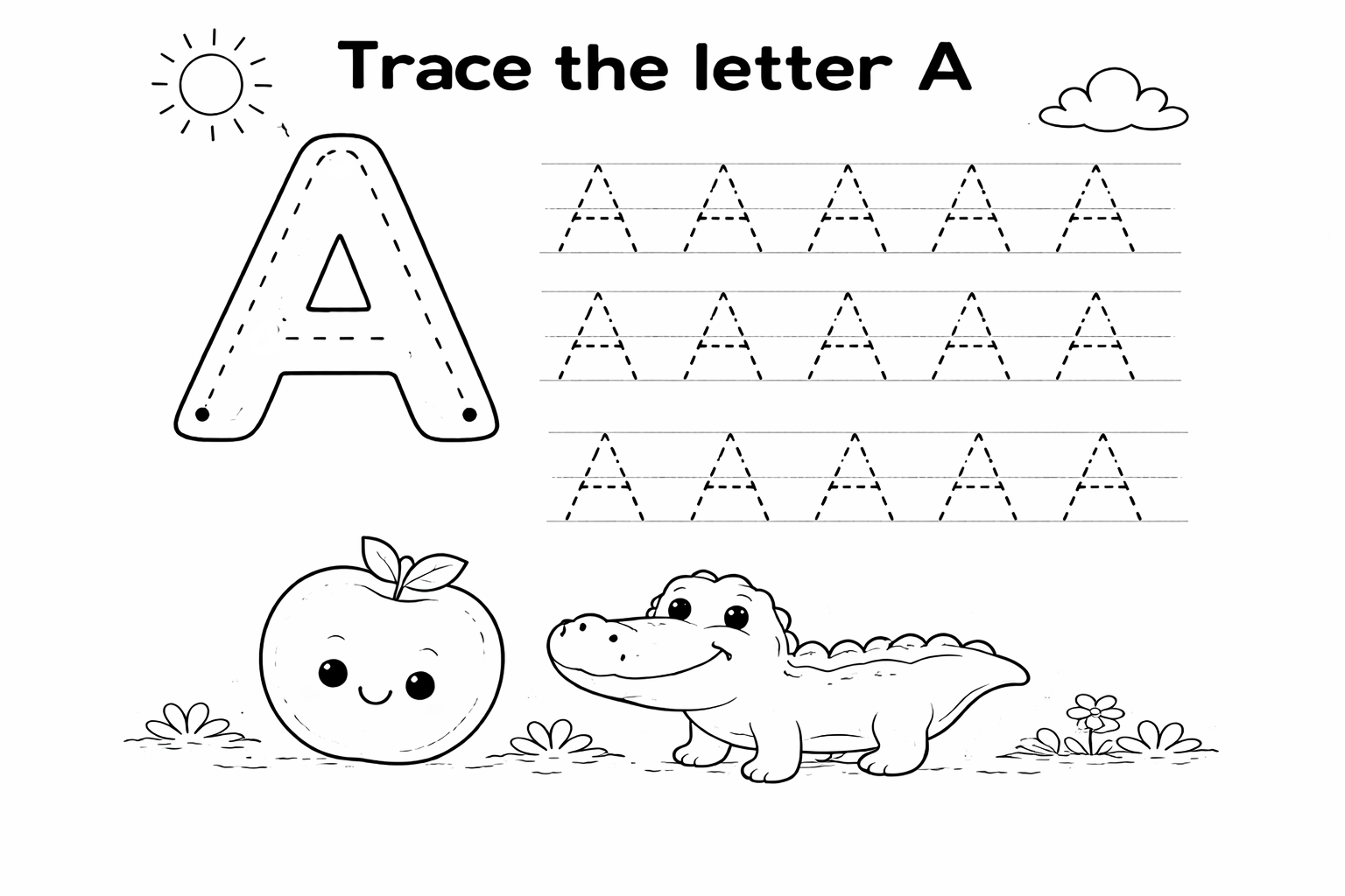 Letter A Tracing Coloring Page For Kids Keiki app Letter A Tracing Coloring Page For Kids Keiki app