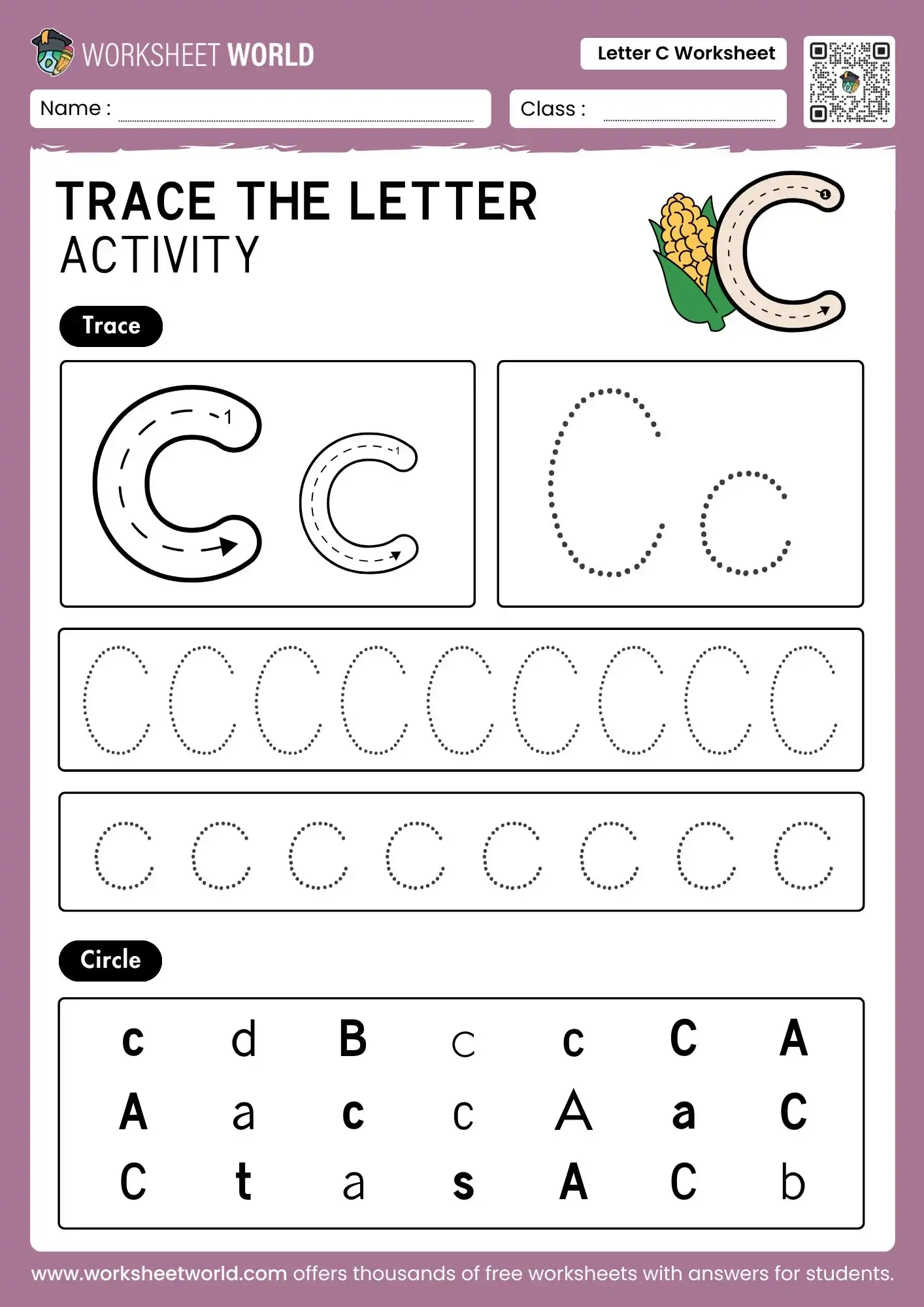 Letter C Worksheet Free Printable For Preschool And Kindergarten Worksheet World