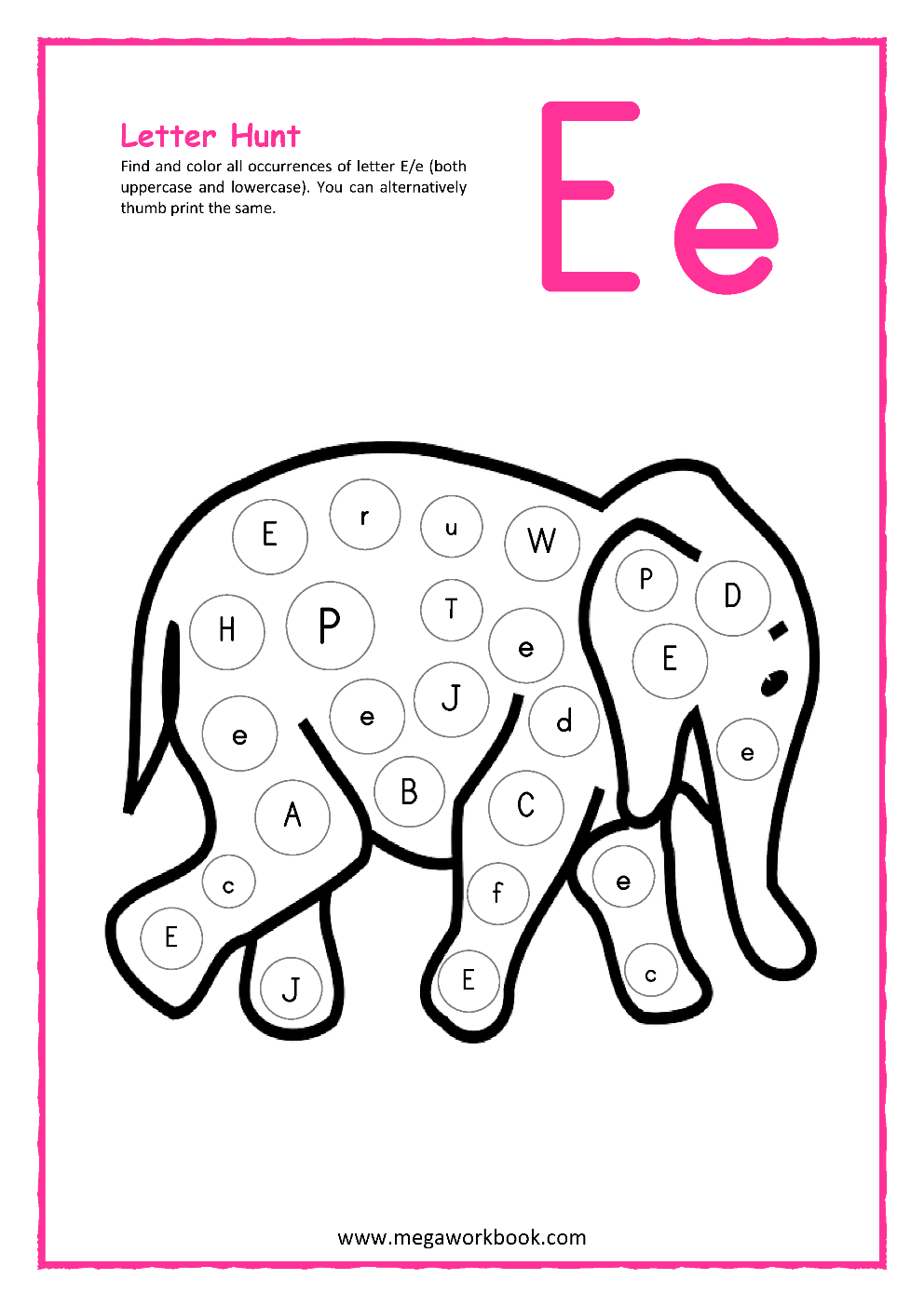 Letter E Activities Letter E Worksheets Letter E Activities For Preschoolers Letter E Printables MegaWorkbook