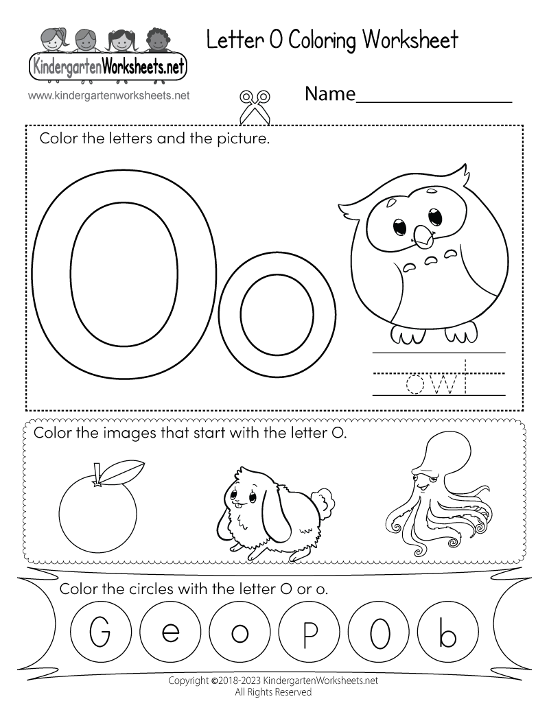 Letter O Coloring Worksheet Free Printable PDF