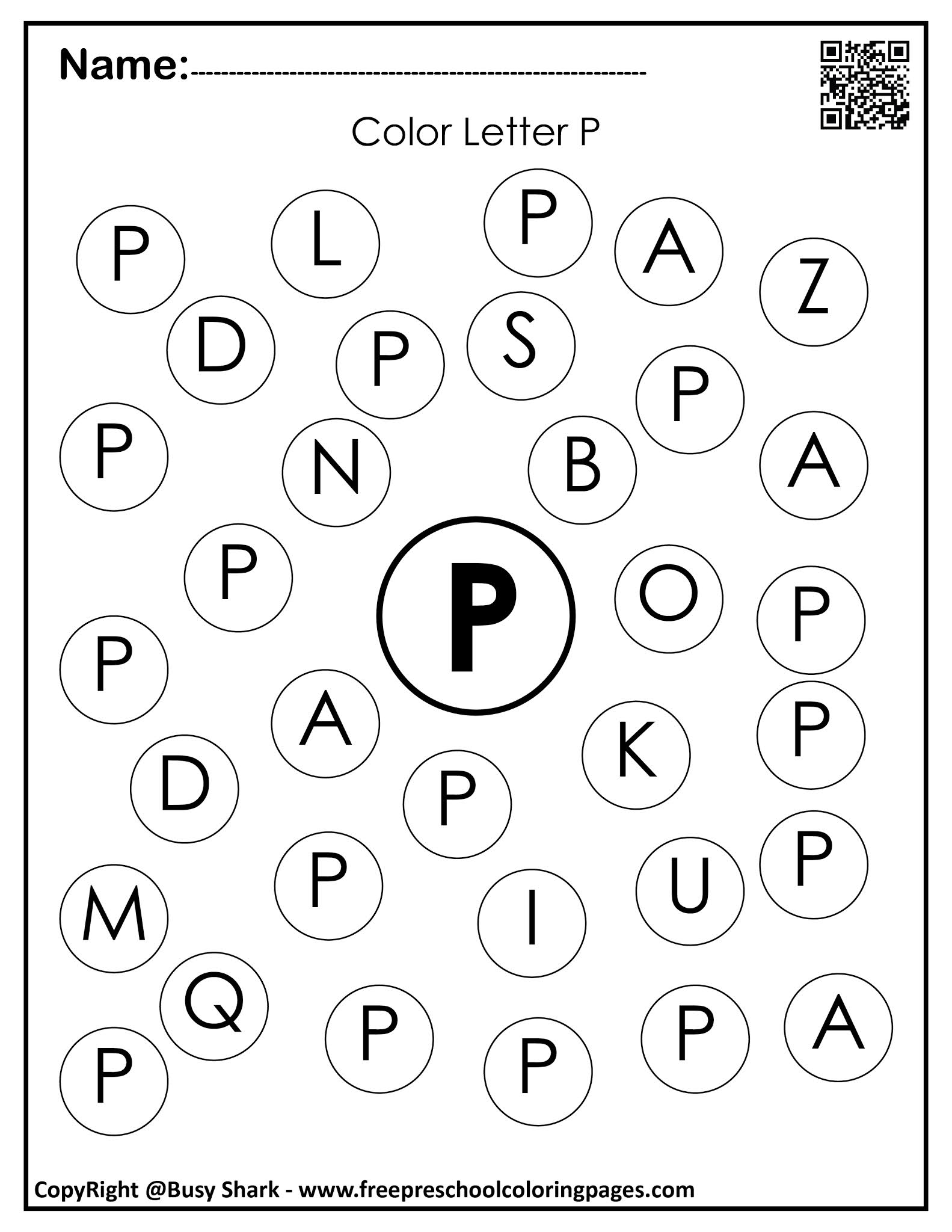 Letter P 10 Free Dot Markers Coloring Pages 