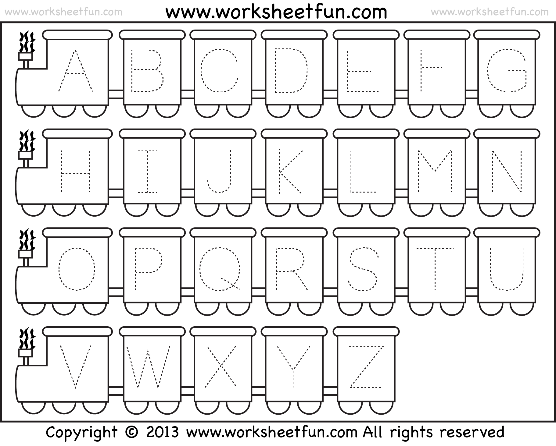 Letter Tracing Worksheet Train Theme FREE Printable Worksheets Worksheetfun