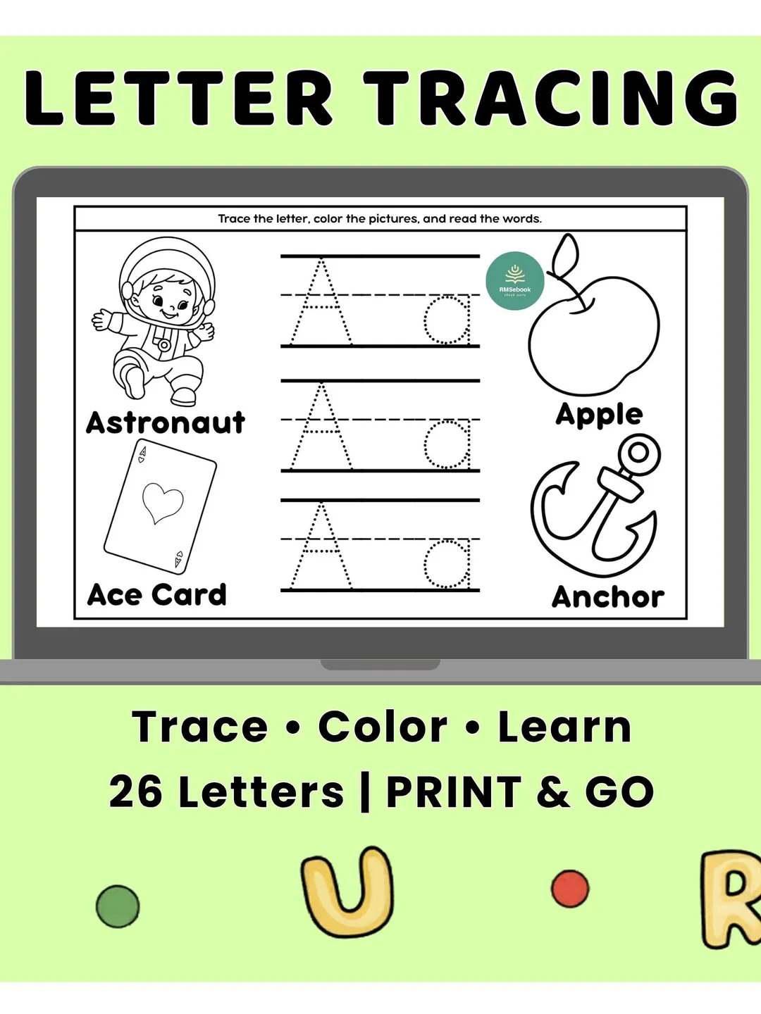 Letter Tracing Worksheets A Z For Kids Early Handwriting Practice Preschool Printable PDF