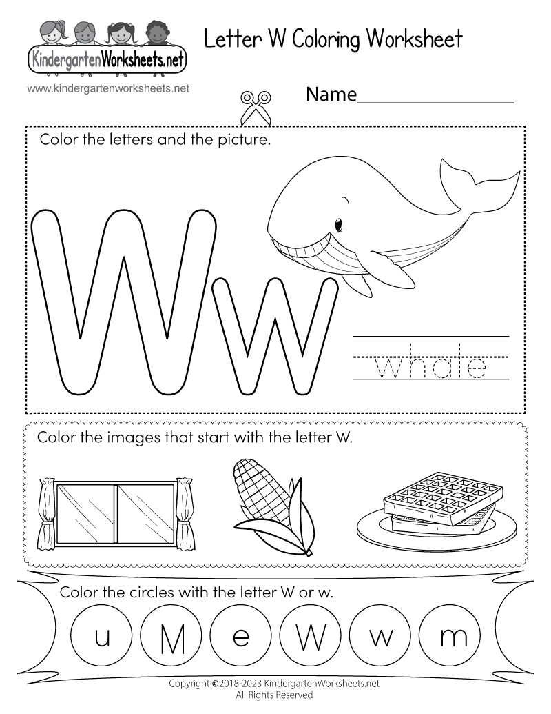 Letter W Coloring Worksheet Free Printable PDF