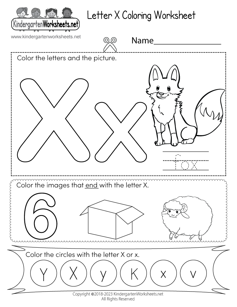 Letter X Coloring Worksheet Free Printable PDF