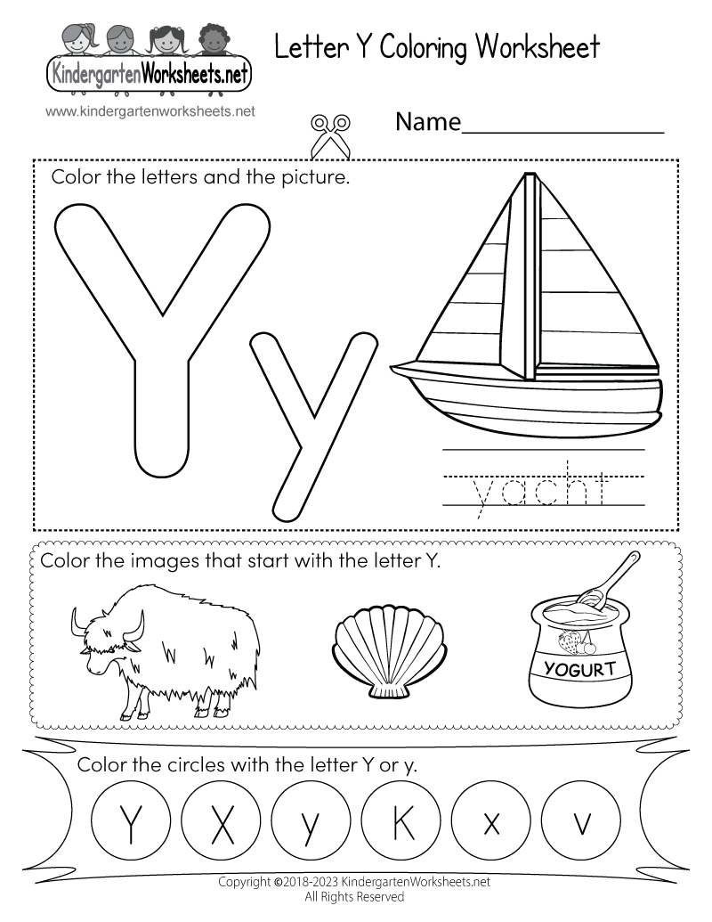 Letter Y Coloring Worksheet Free Printable PDF