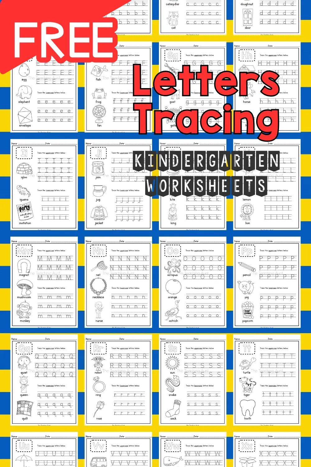 Letters Tracing Worksheets For Kindergarten The Teaching Aunt
