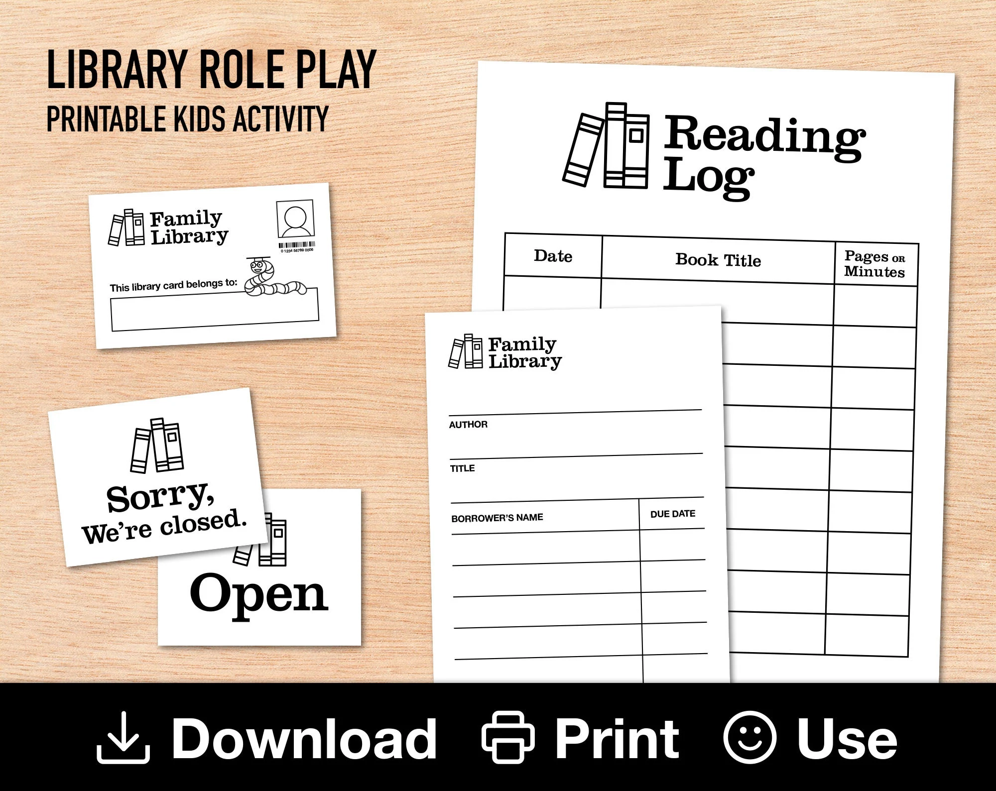 Library Role Play Printable Kids Reading Log Library Card digital Download Etsy Library Role Play Printable Kids Reading Log Library Card digital Download Etsy