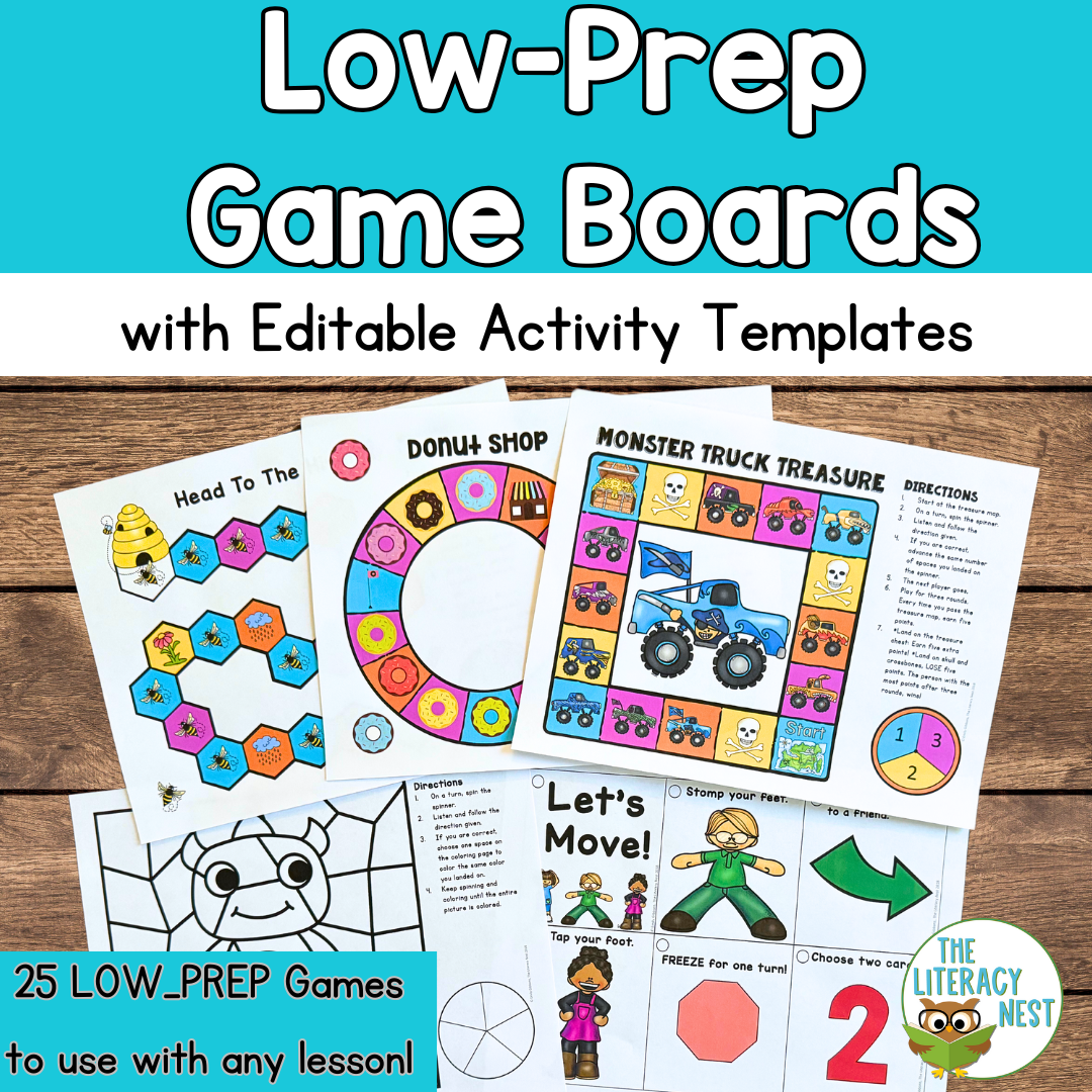 Low Prep Game Boards With Editable Activity Templates The Literacy Nest Low Prep Game Boards With Editable Activity Templates The Literacy Nest