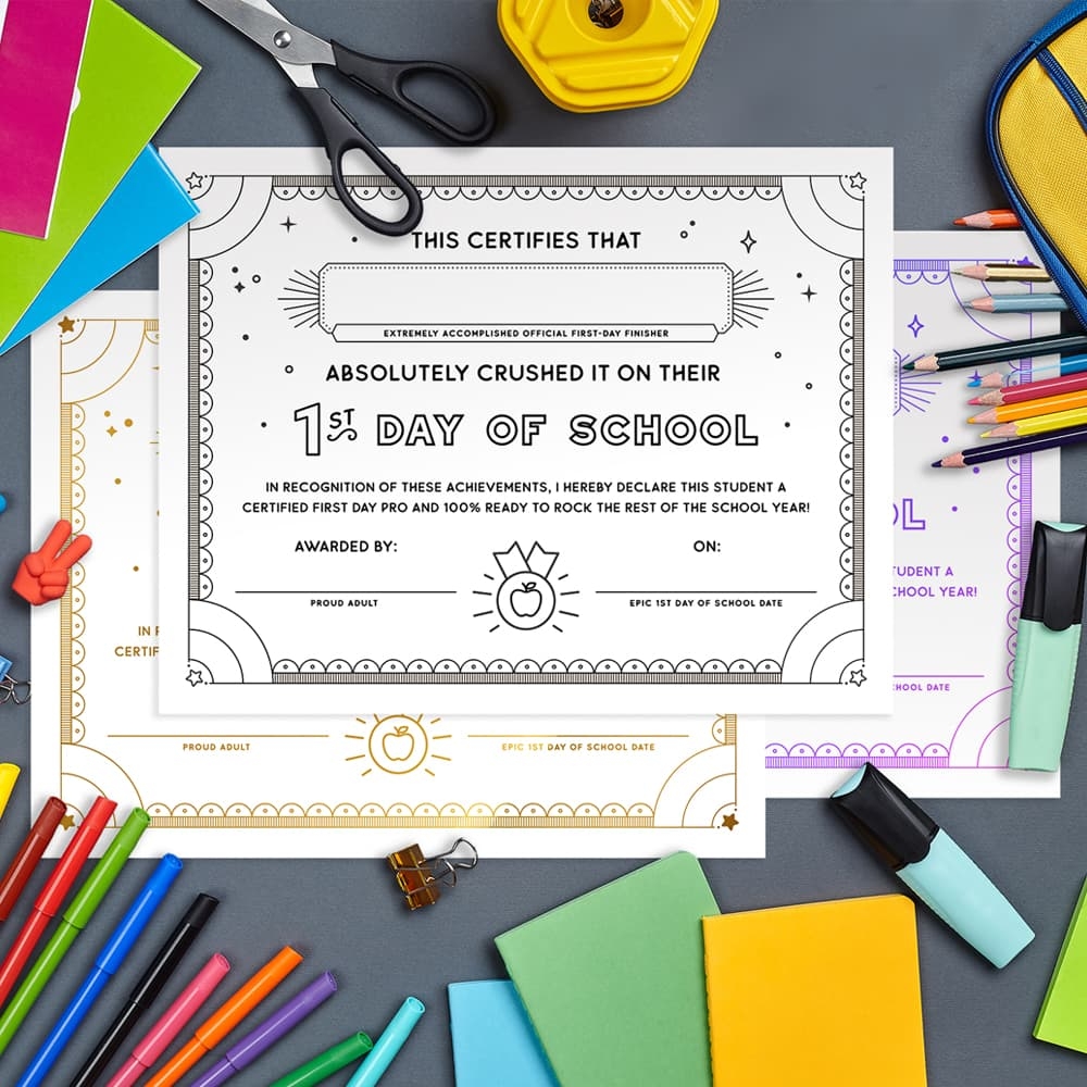 Mark The First Day Of School With A Fun Free Printable Award