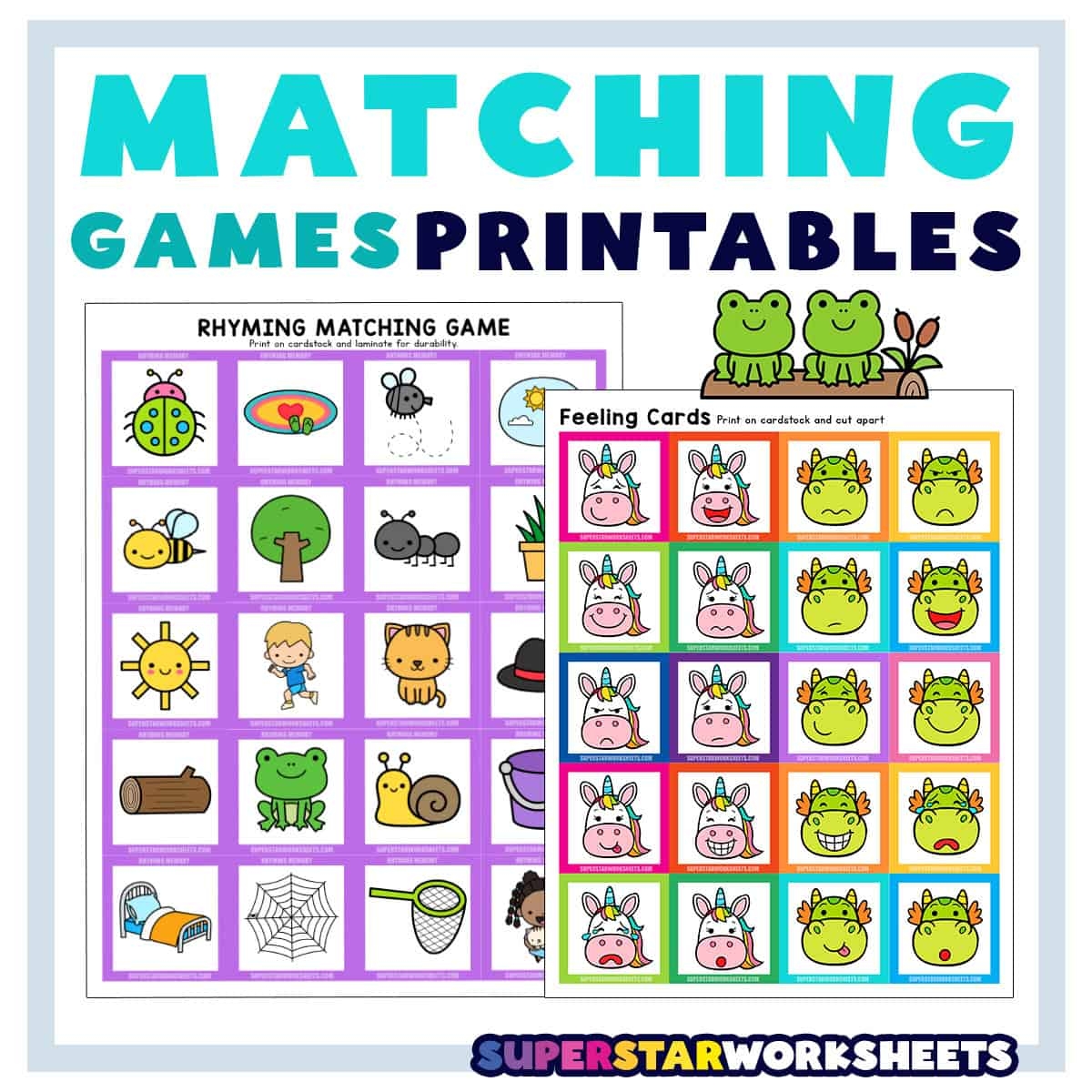 Matching Game Printables Superstar Worksheets