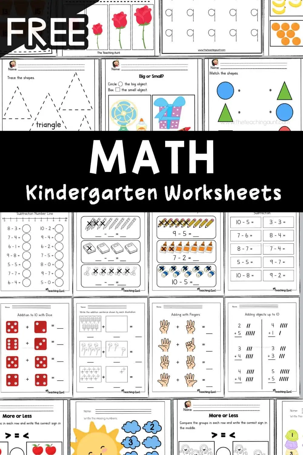 Math Worksheets For Kindergarten The Teaching Aunt