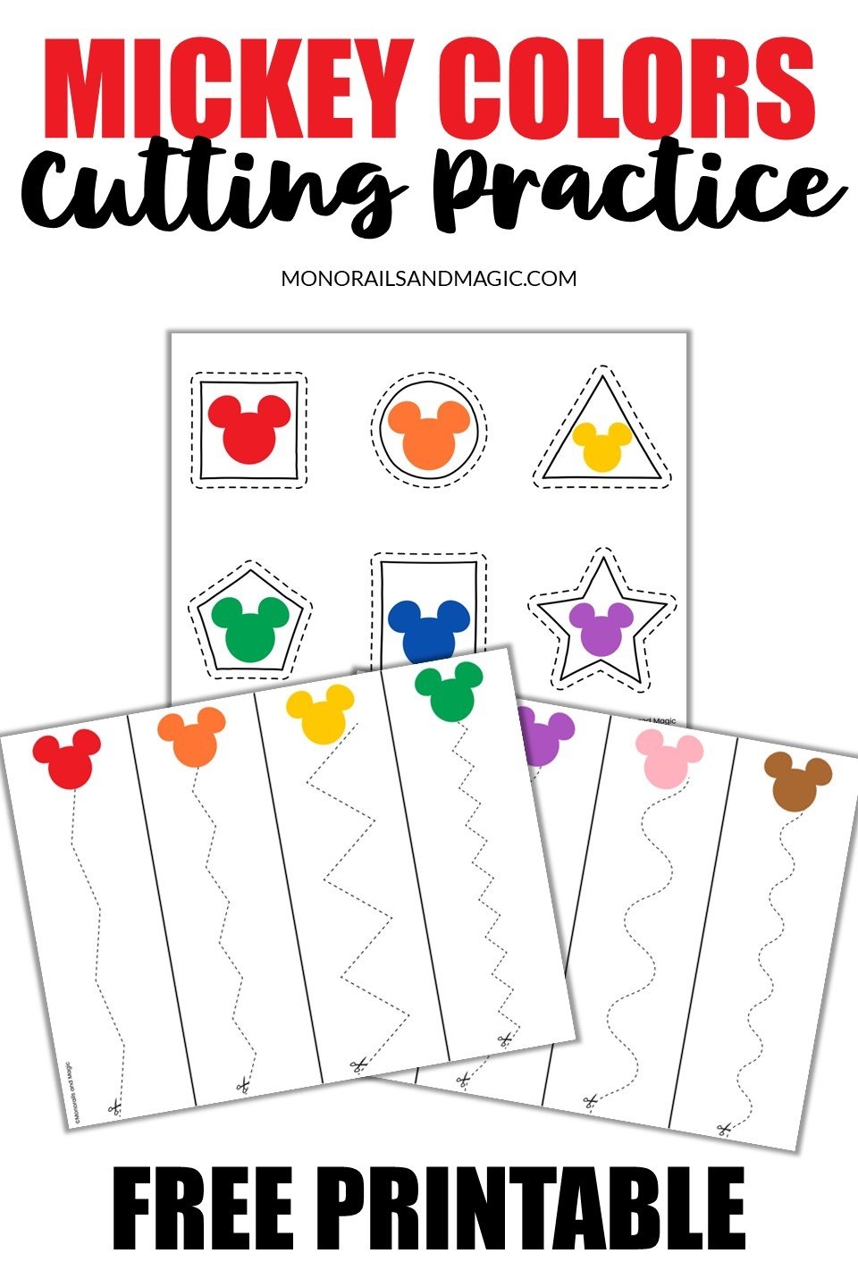 Mickey Colors Cutting Practice Free Printable Monorails And Magic Mickey Colors Cutting Practice Free Printable Monorails And Magic