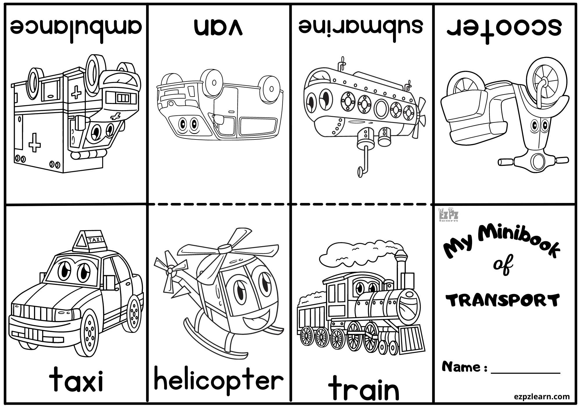 Mini Coloring Book For Kids Transportation Ezpzlearn Mini Coloring Book For Kids Transportation Ezpzlearn