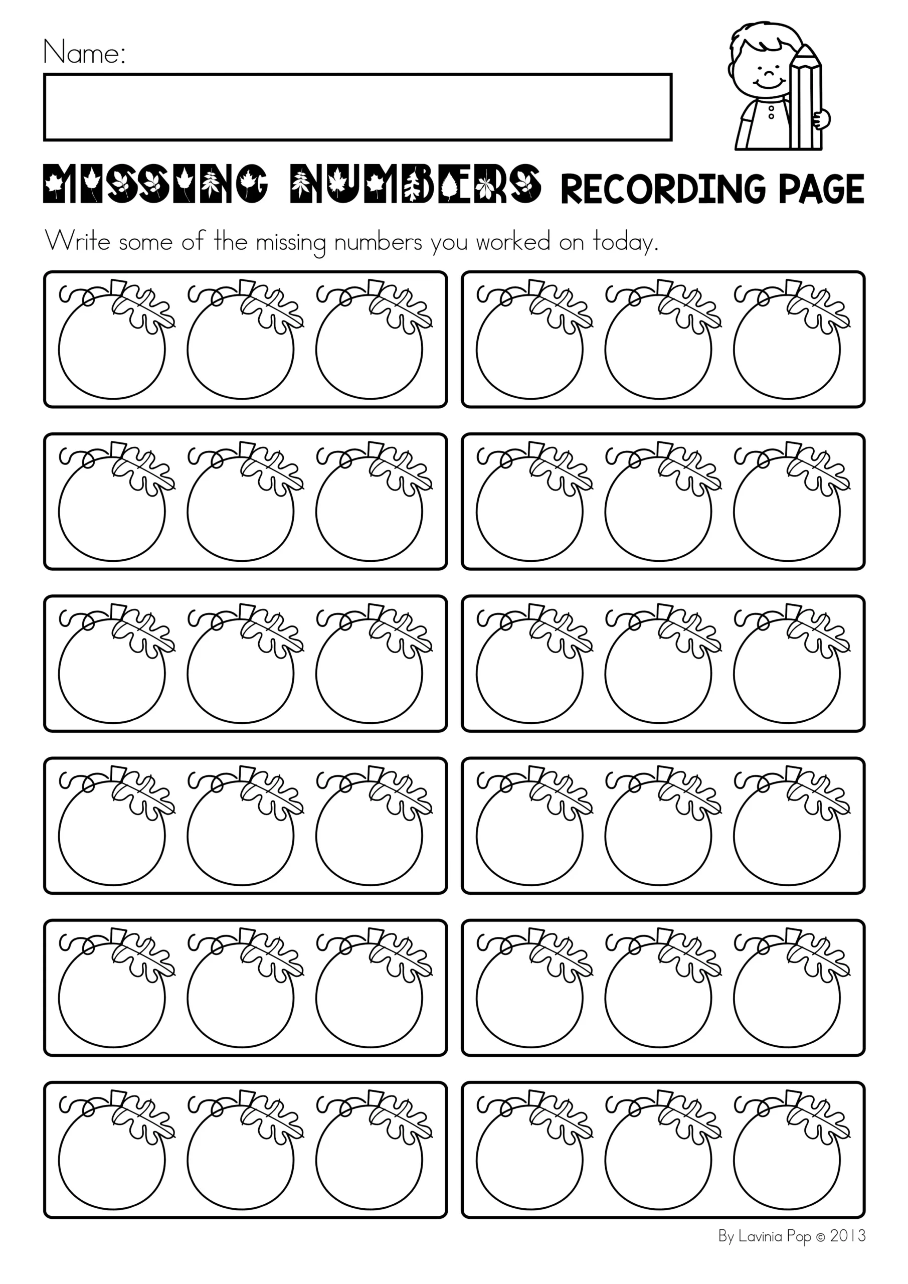 Missing Pumpkin Numbers Math Activity Missing Pumpkin Numbers Math Activity