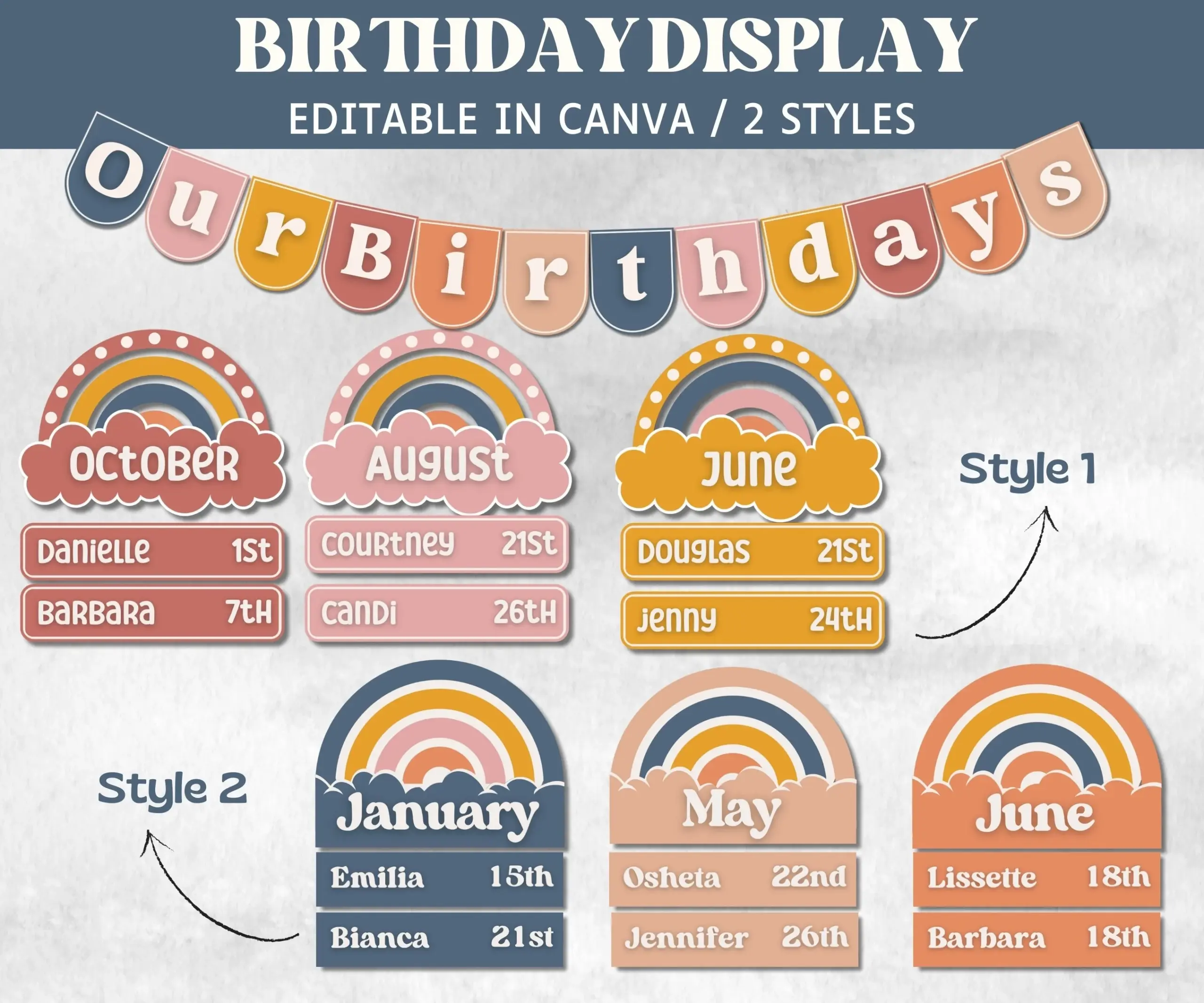 Modern Classroom Decor Birthday Chart Classroom Display Preschool Birthday Board Printable Student Birthday The Hustling Cat Lady