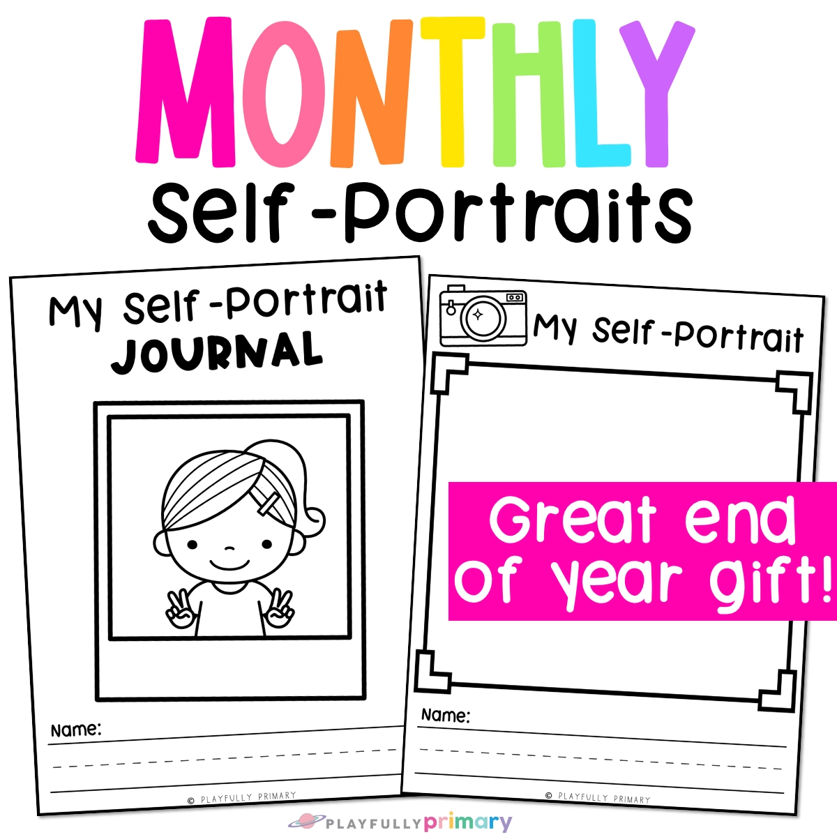 Monthly Self Portrait Templates Preschool Kindergarten Portfolio Name Writing Pages Playfully Primary