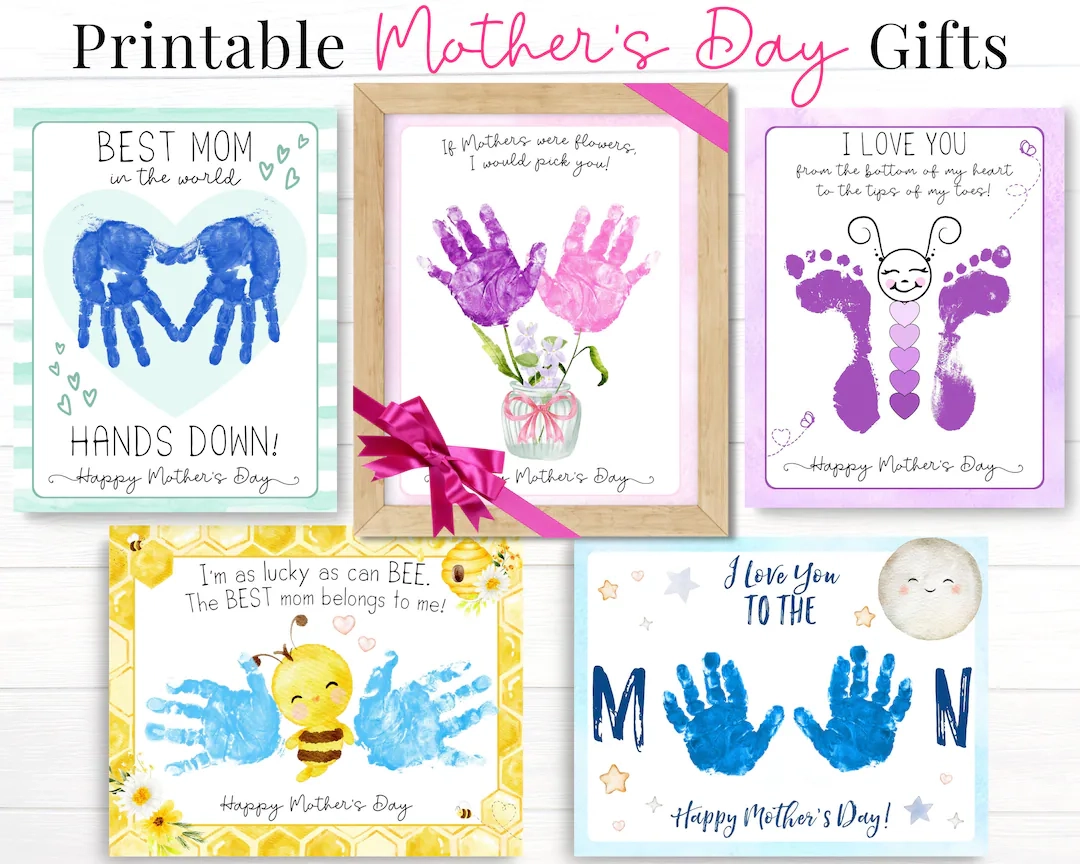Mother s Day Gift Printable Handprint Crafts From Kids Set Of 5 Prints Personalized Gift For Mom Preschool Toddler Card Template Etsy