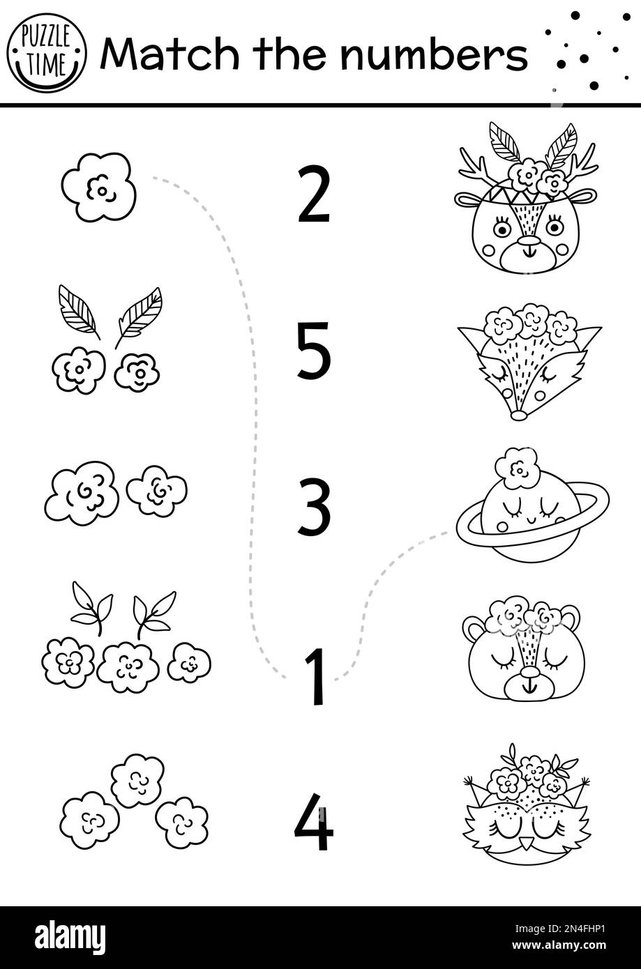 Mothers Day Black And White Matching Game With Cute Animals And Head Decoration Holiday Math Line Activity For Preschool Kids With Flowers Printable Stock Vector Image Art Alamy