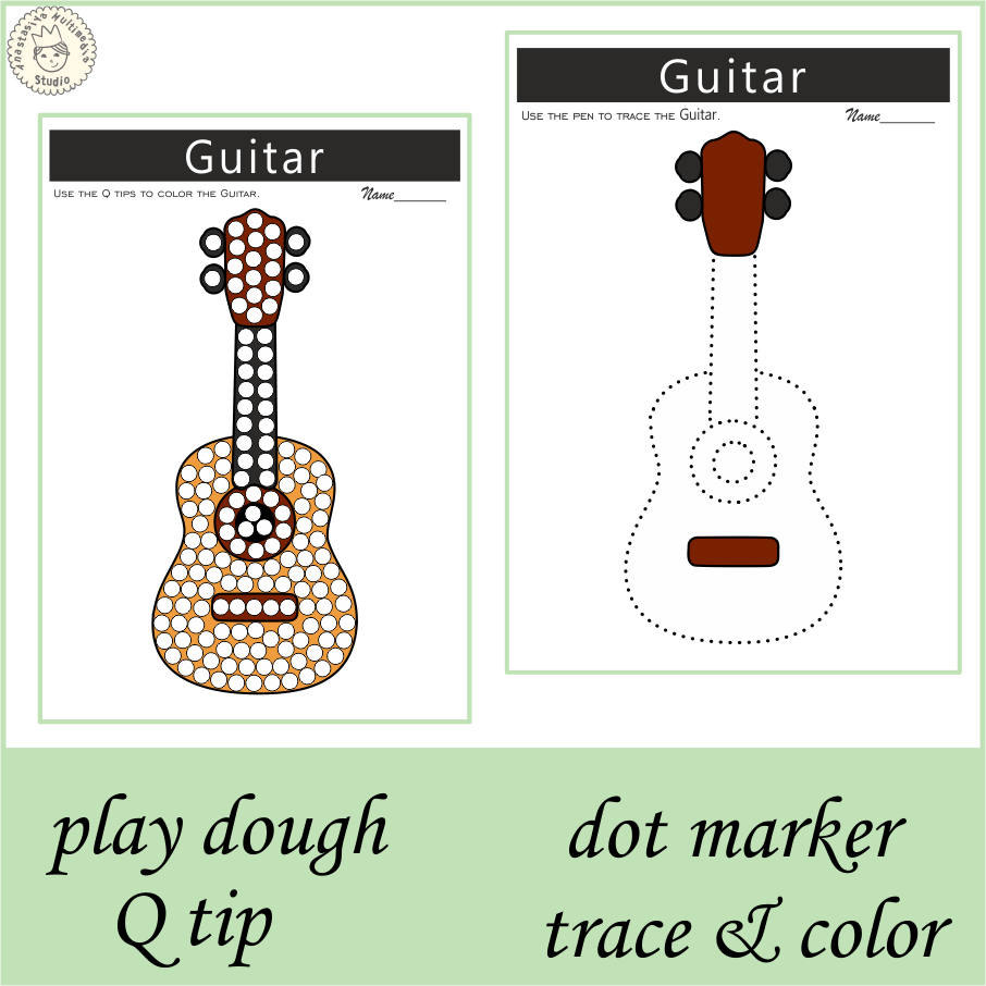 Musical Instrument Worksheets For Preschoolers Guitar