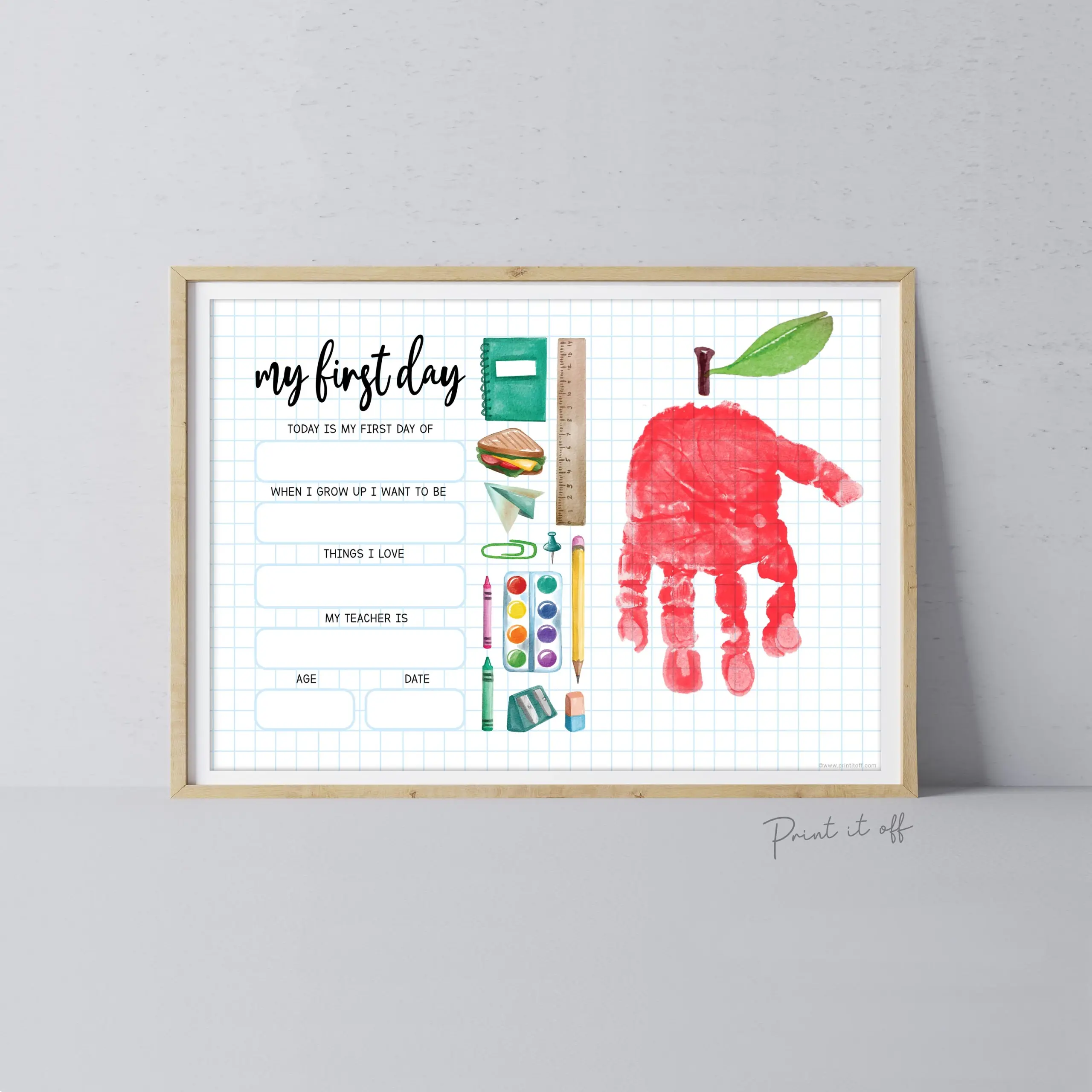 My 1st First Day School Handprint Art Craft PRINTABLE