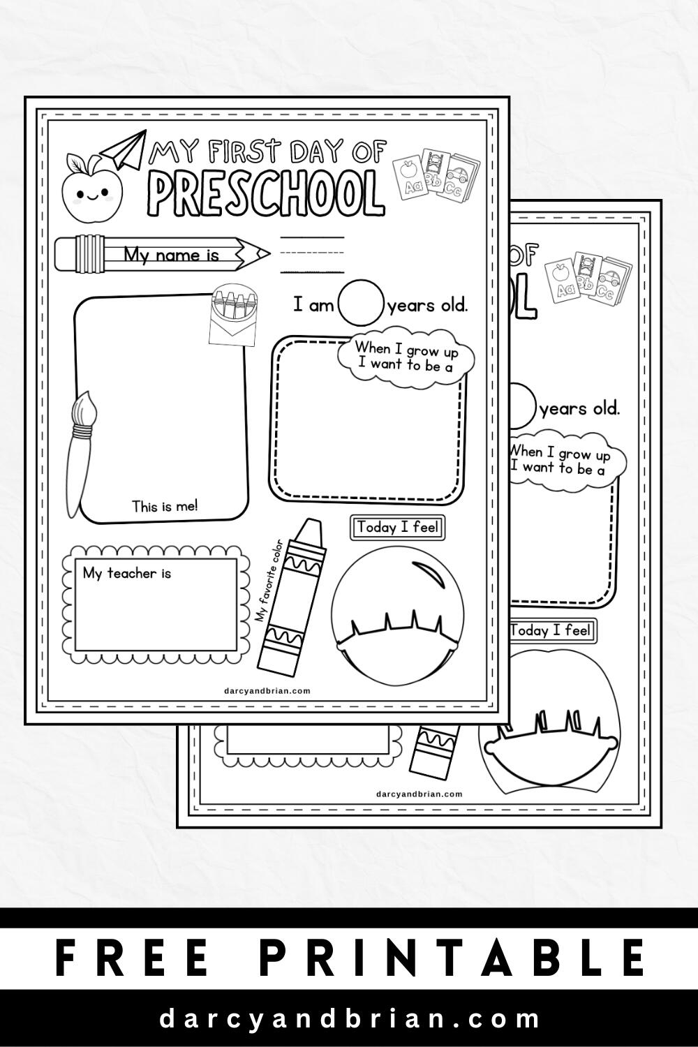My First Day Of Preschool Worksheet AllFreeKidsCrafts My First Day Of Preschool Worksheet AllFreeKidsCrafts