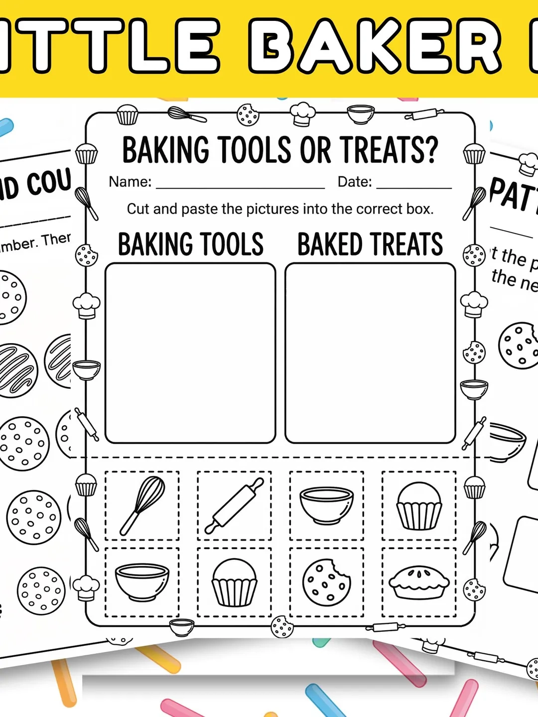 My Little Bakers Preschool Activity Pack Baking Theme Worksheets Preschool Printable PDF Worksheets Cooking Theme