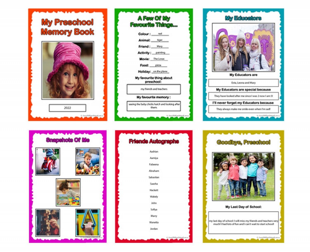 My Preschool Memory Book Aussie Childcare Network My Preschool Memory Book Aussie Childcare Network