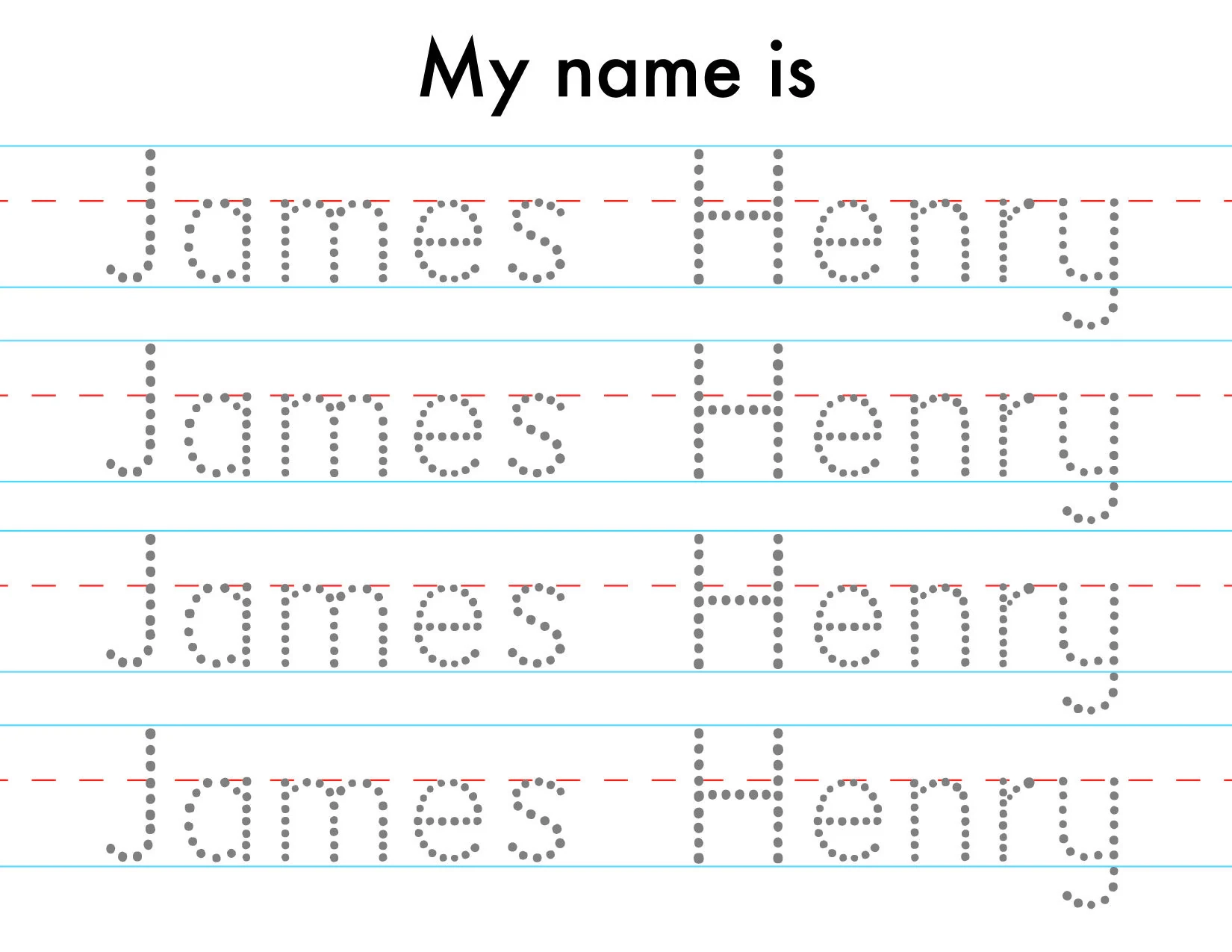 Name Tracing Worksheets Personalized Name Tracing Red And Blue Lines Printable Names For Pre School And Kindergarten Kids Learn To Write Etsy Israel