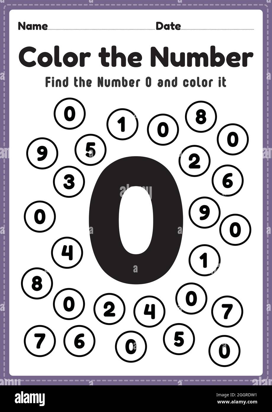 Number 0 Worksheet Stock Vector Images Alamy