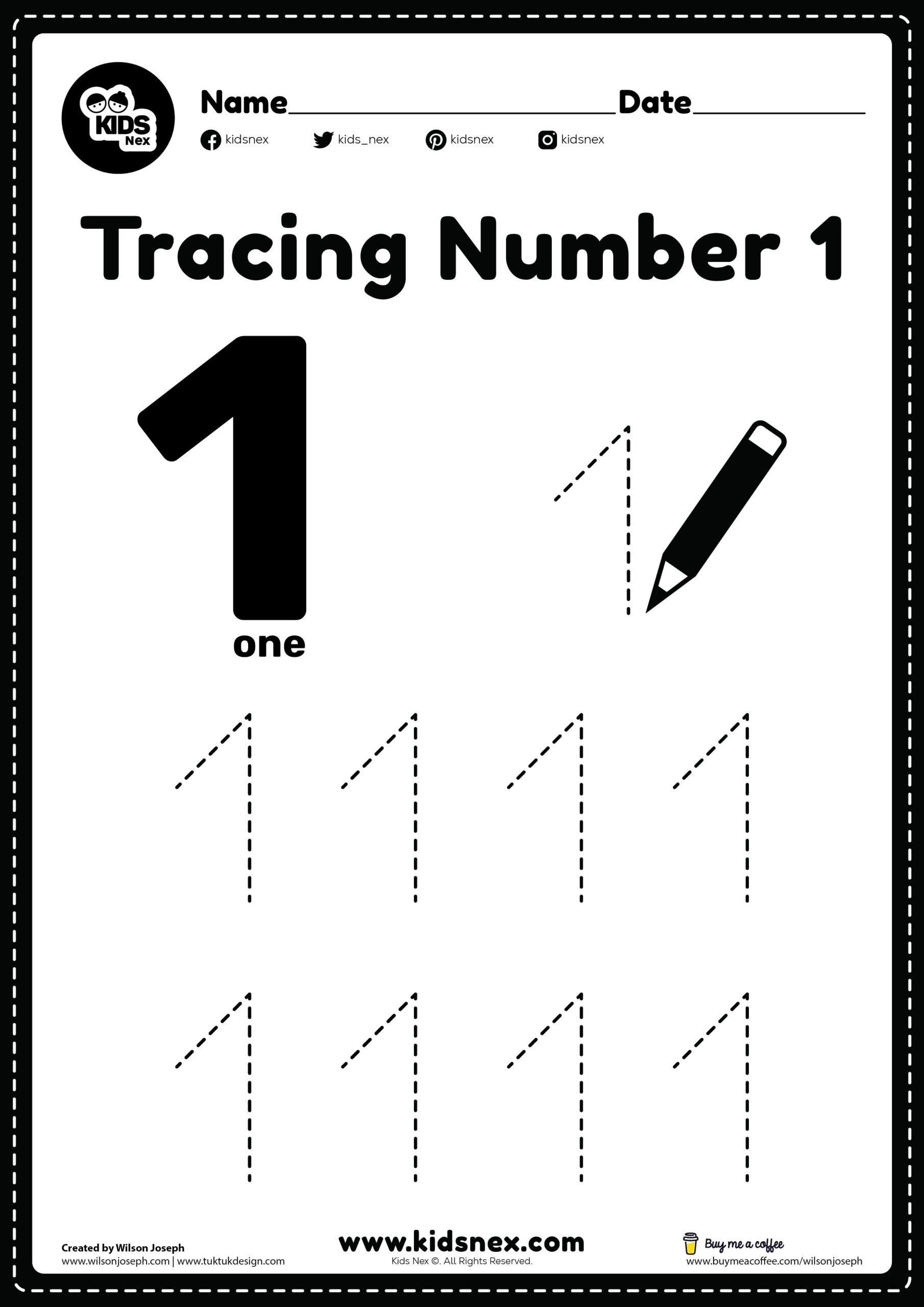 Number 1 Tracing Worksheet For Kids Free Printable KidsNex Number 1 Tracing Worksheet For Kids Free Printable KidsNex