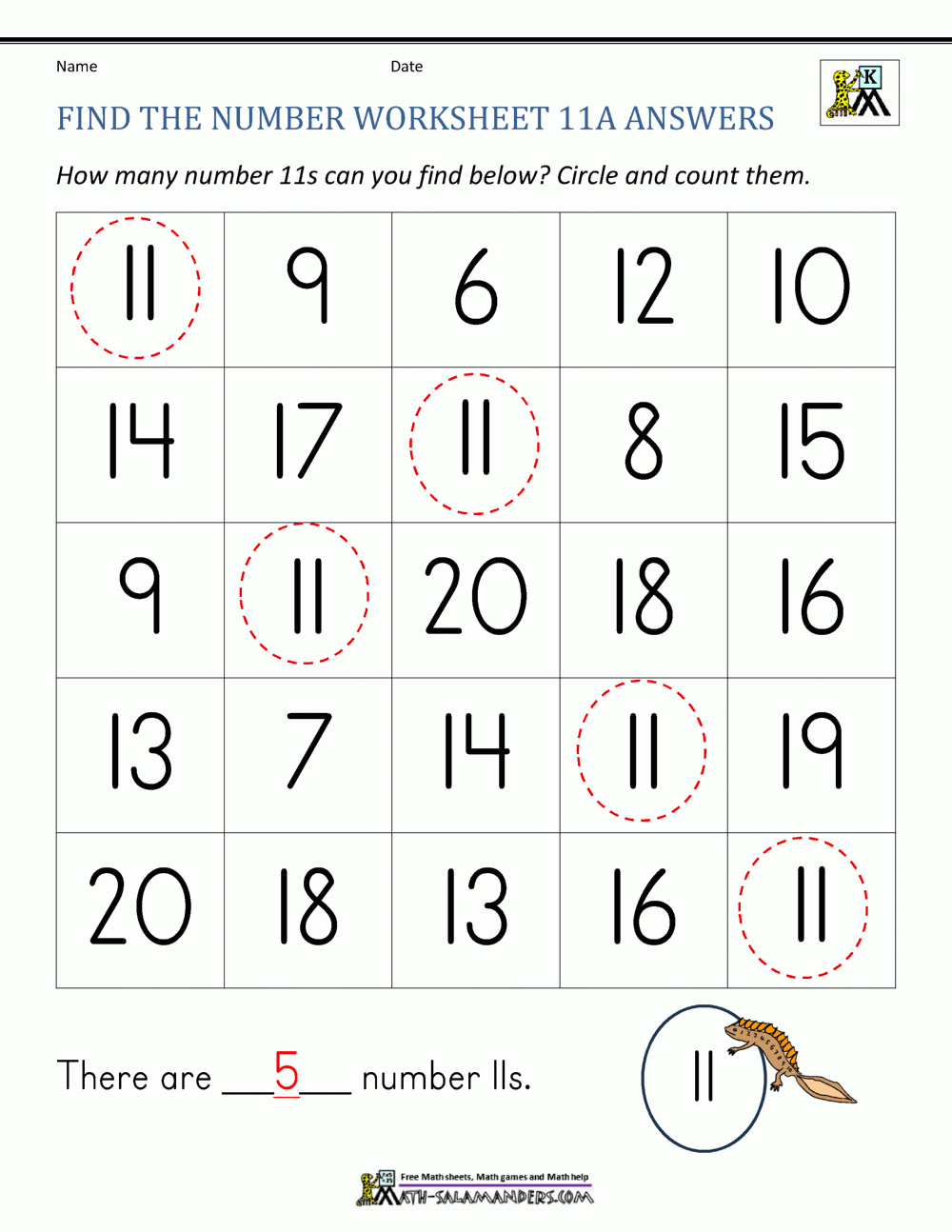 Number 11 Worksheets For Preschool