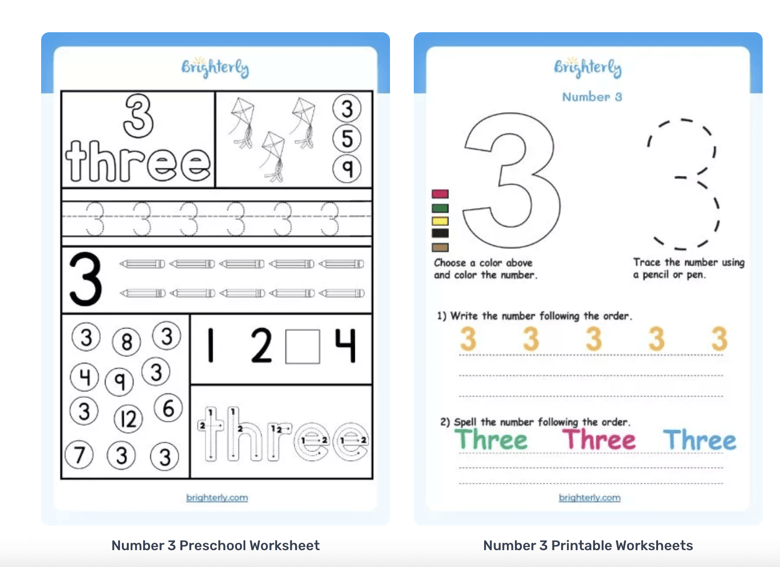 Number 3 Worksheets