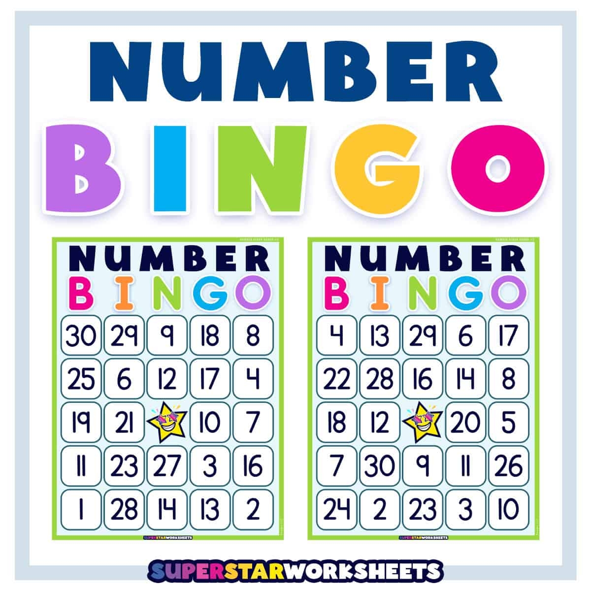 Number BINGO Superstar Worksheets Number BINGO Superstar Worksheets