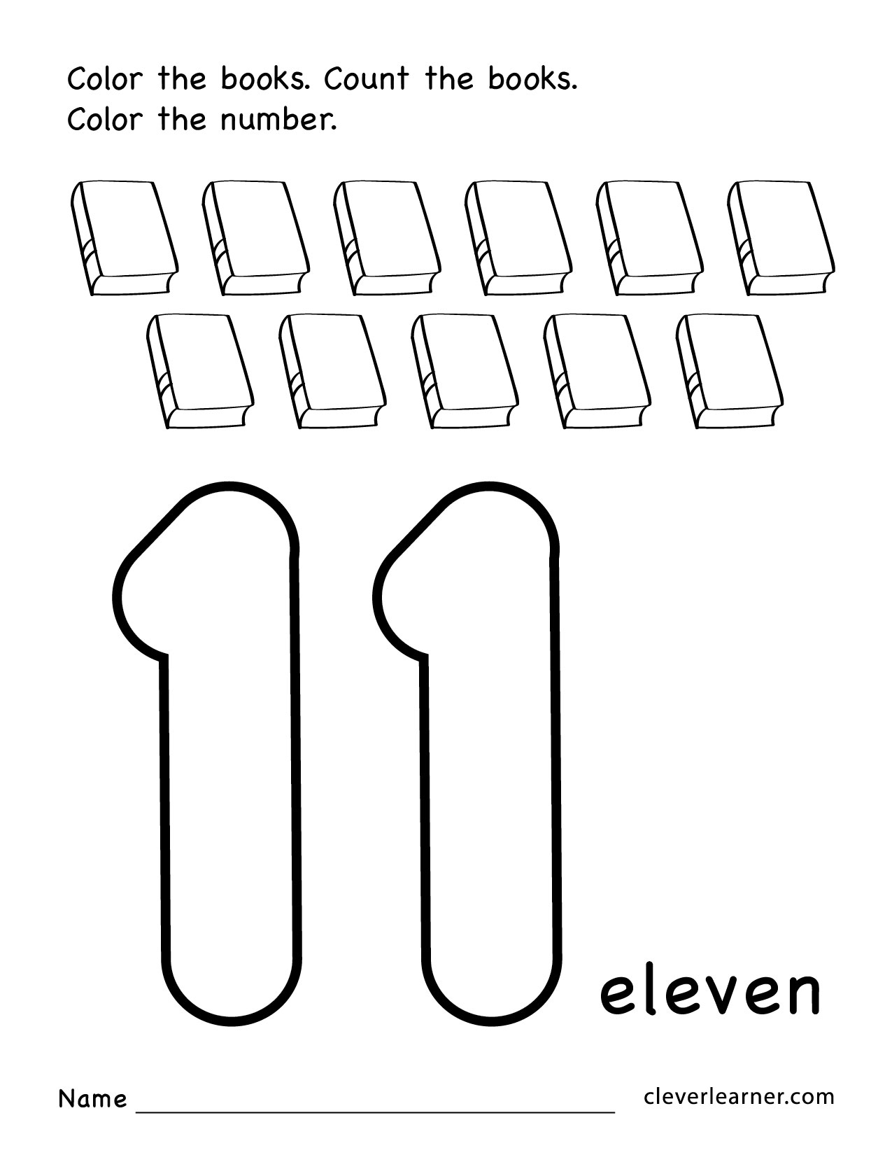 Number Eleven Writing Counting And Identification Printable Worksheets For Children