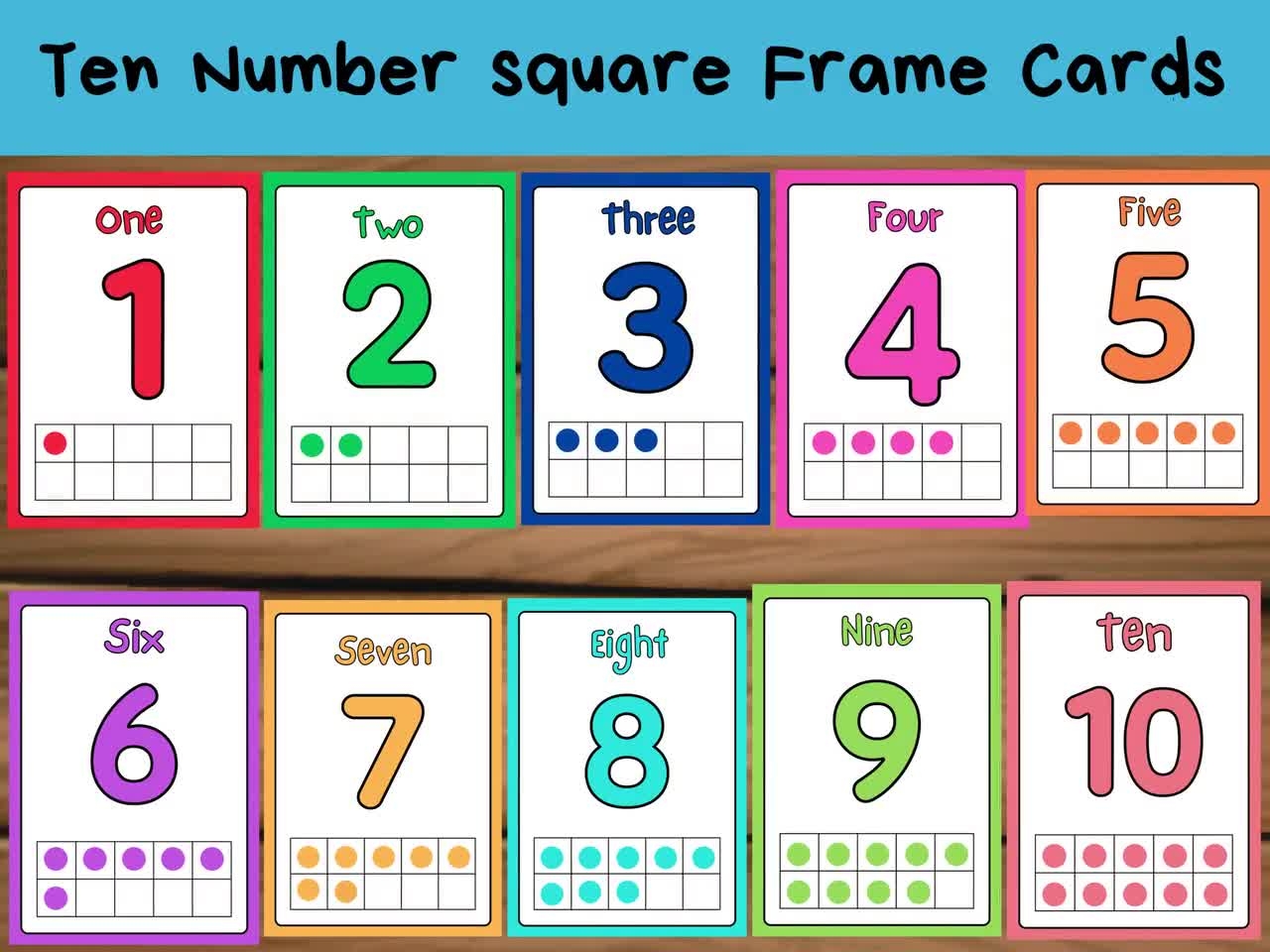 Number Flashcards Ten Frame Cards 1 10 printable Etsy