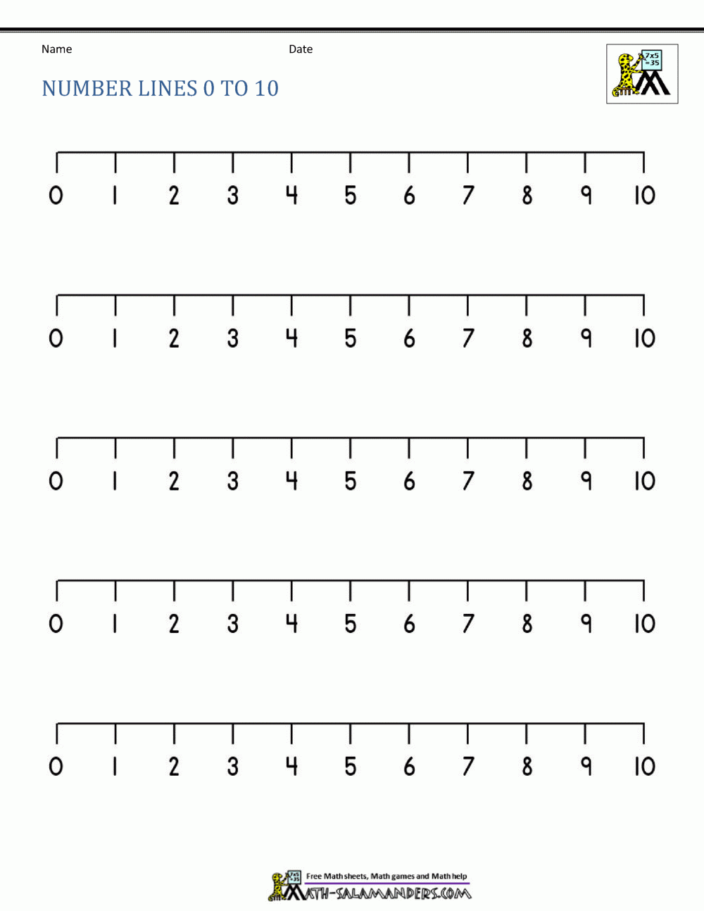 Number Line 0 To 10 Number Line 0 To 10