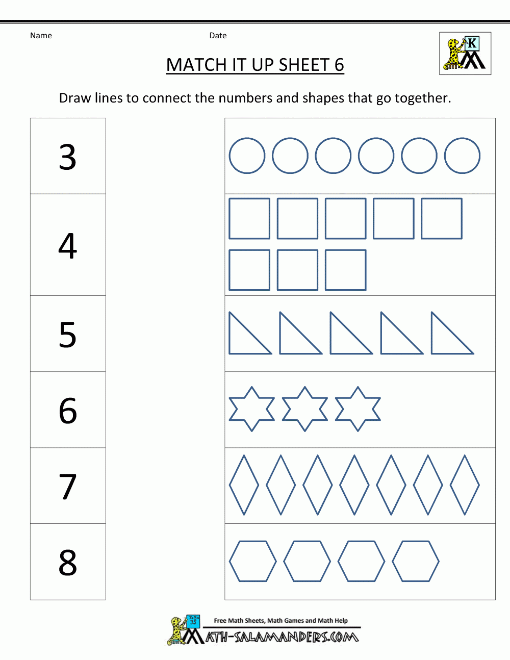 Number Matching Worksheets 1 10 Number Matching Worksheets 1 10