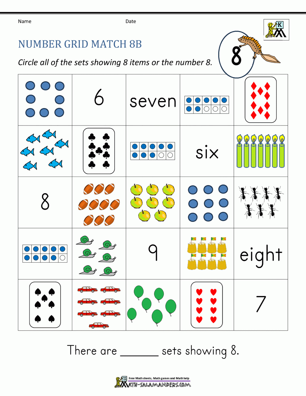Number Matching Worksheets 1 10