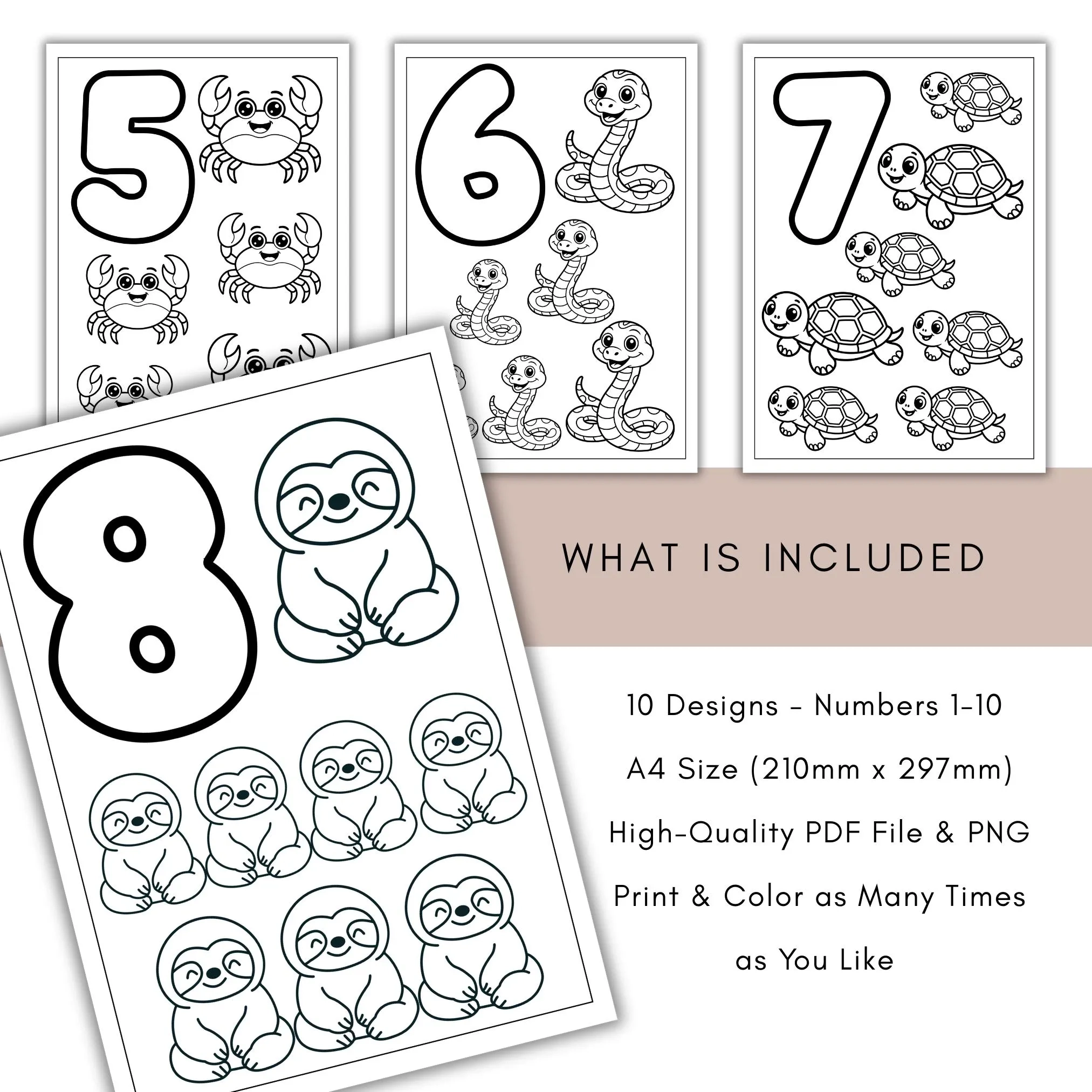 Numbers 1 10 Coloring Pages Preschool Numeracy Printables PDF Etsy