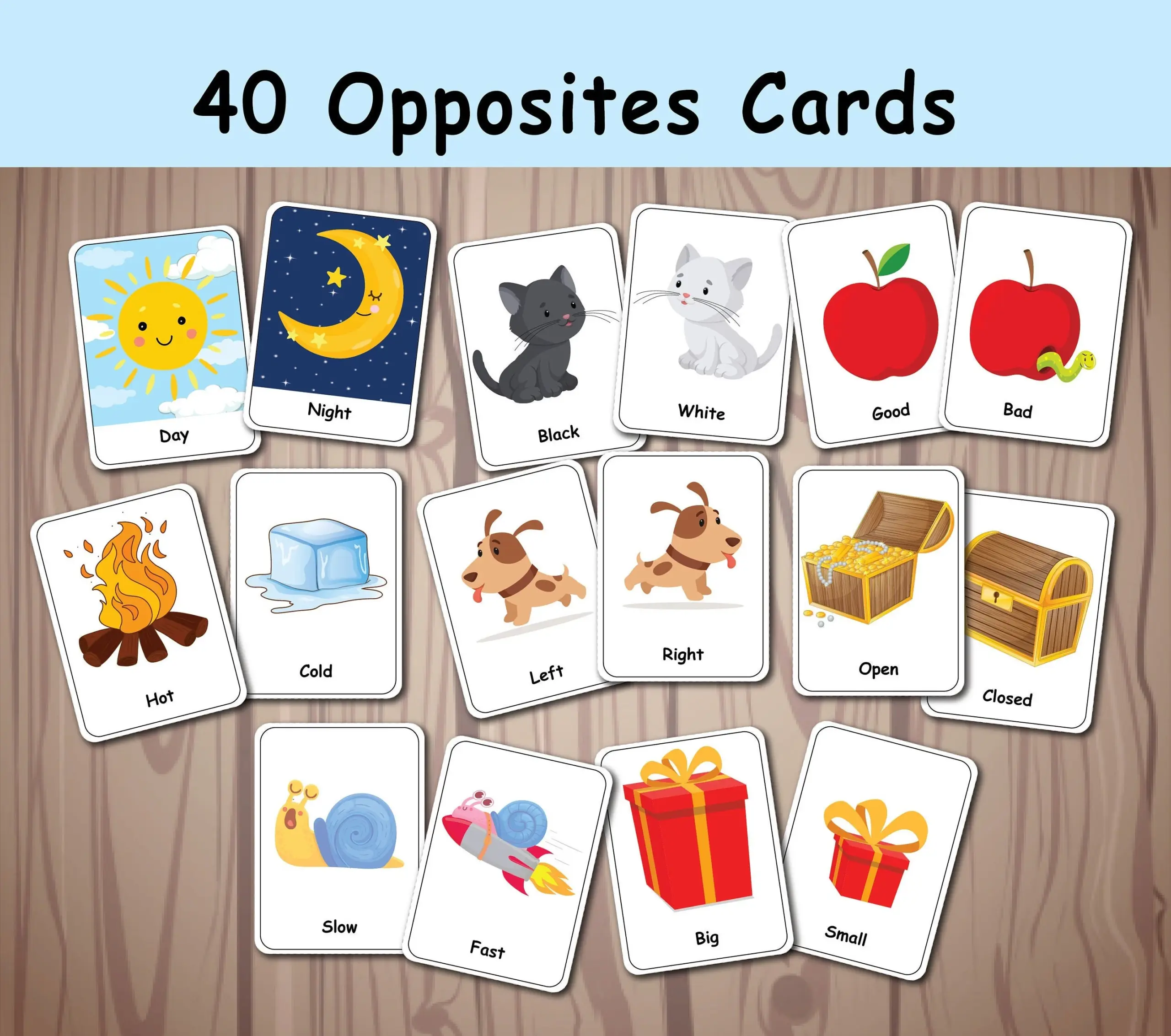 Opposites Matching Flashcards Printable Activity Pairing Cards Preschool Memory Game First Grade Special Education Homeschool Resource Etsy