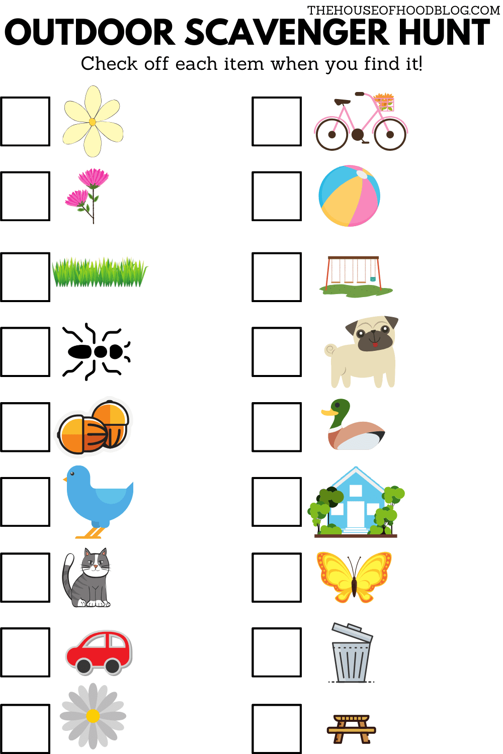 Outdoor Scavenger Hunt For Little Kids Free Printable Outdoor Scavenger Hunt For Little Kids Free Printable