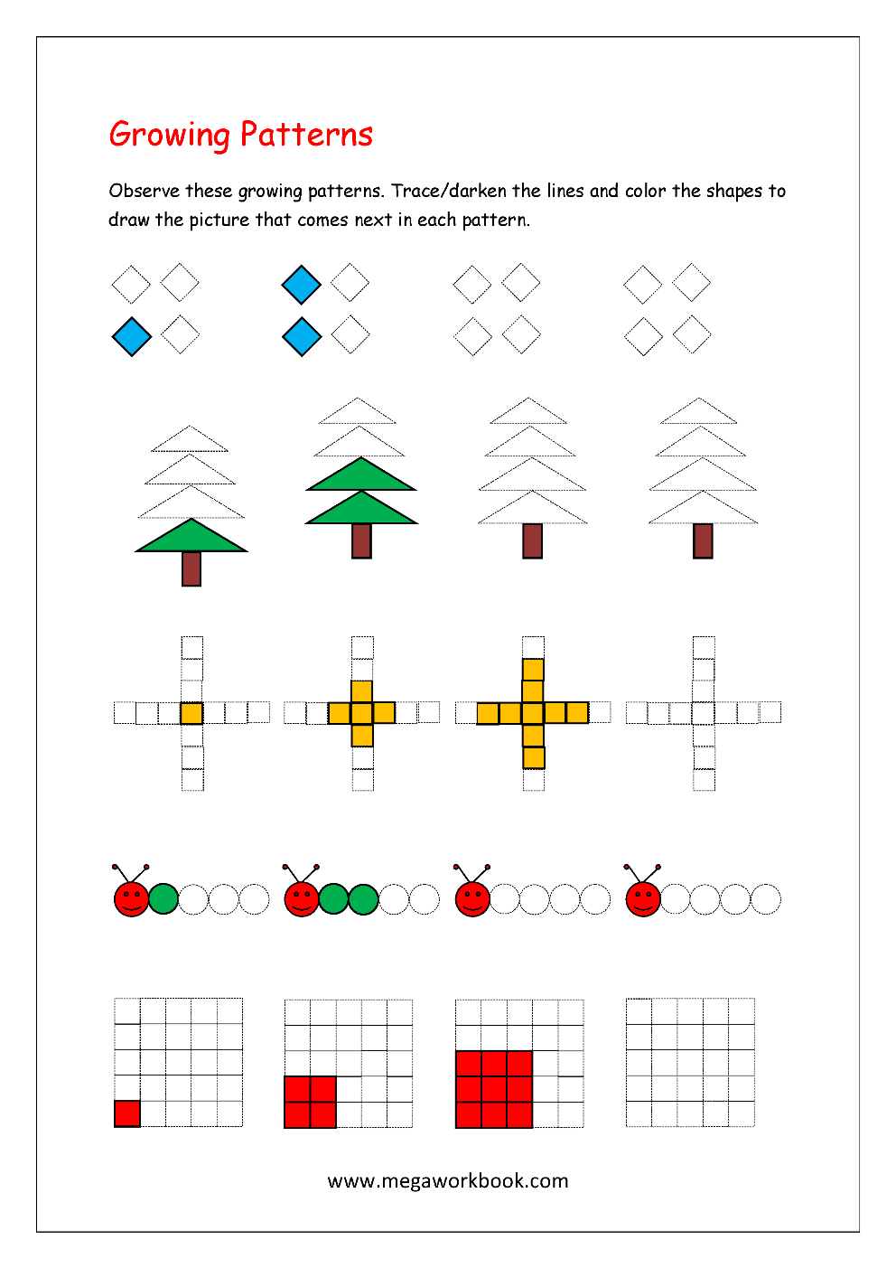 Patterns For Preschool Patterns For Kindergarten Pattern Worksheets For Preschool Pattern Worksheets For Kindergarten Kindergarten Pattern Worksheet MegaWorkbook
