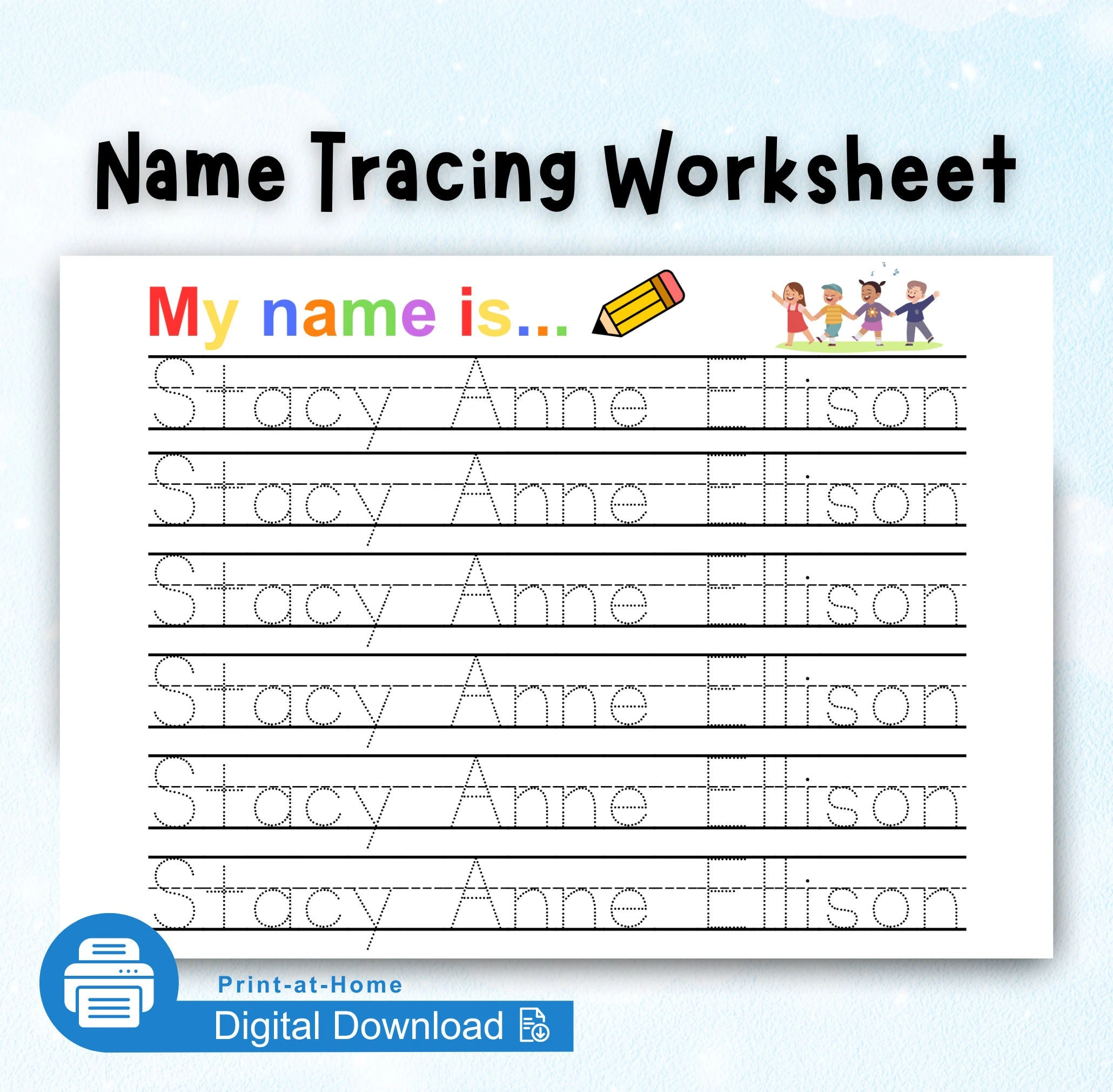 Personalized Name Tracing Worksheet Custom Name Trace Sheet Preschool Activity Homeschool Kindergarten First Grade Handwriting Practice Personalized Name Tracing Worksheet Custom Name Trace Sheet Preschool Activity Homeschool Kindergarten First Grade Handwriting Practice